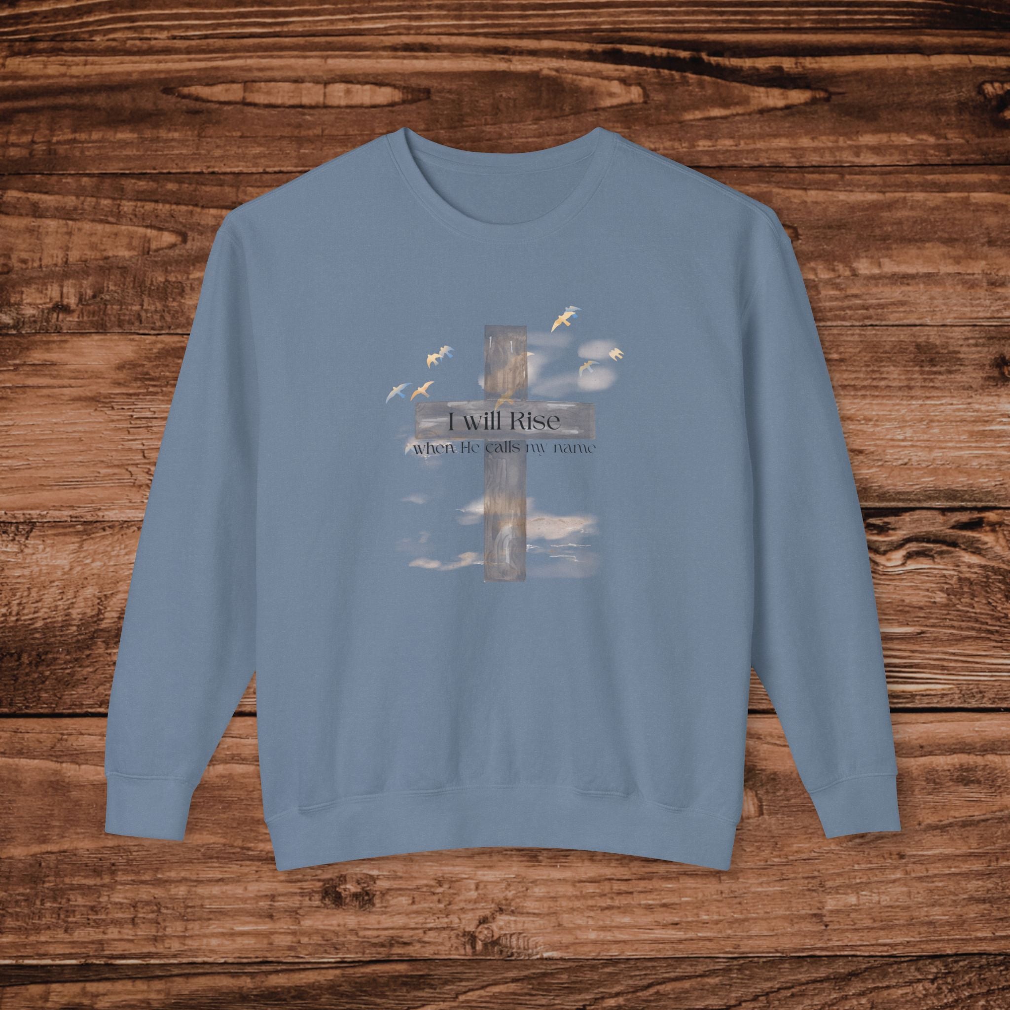 I Will Rise Cross Graphic Sweatshirt | Inspirational Christian Faith Crewneck