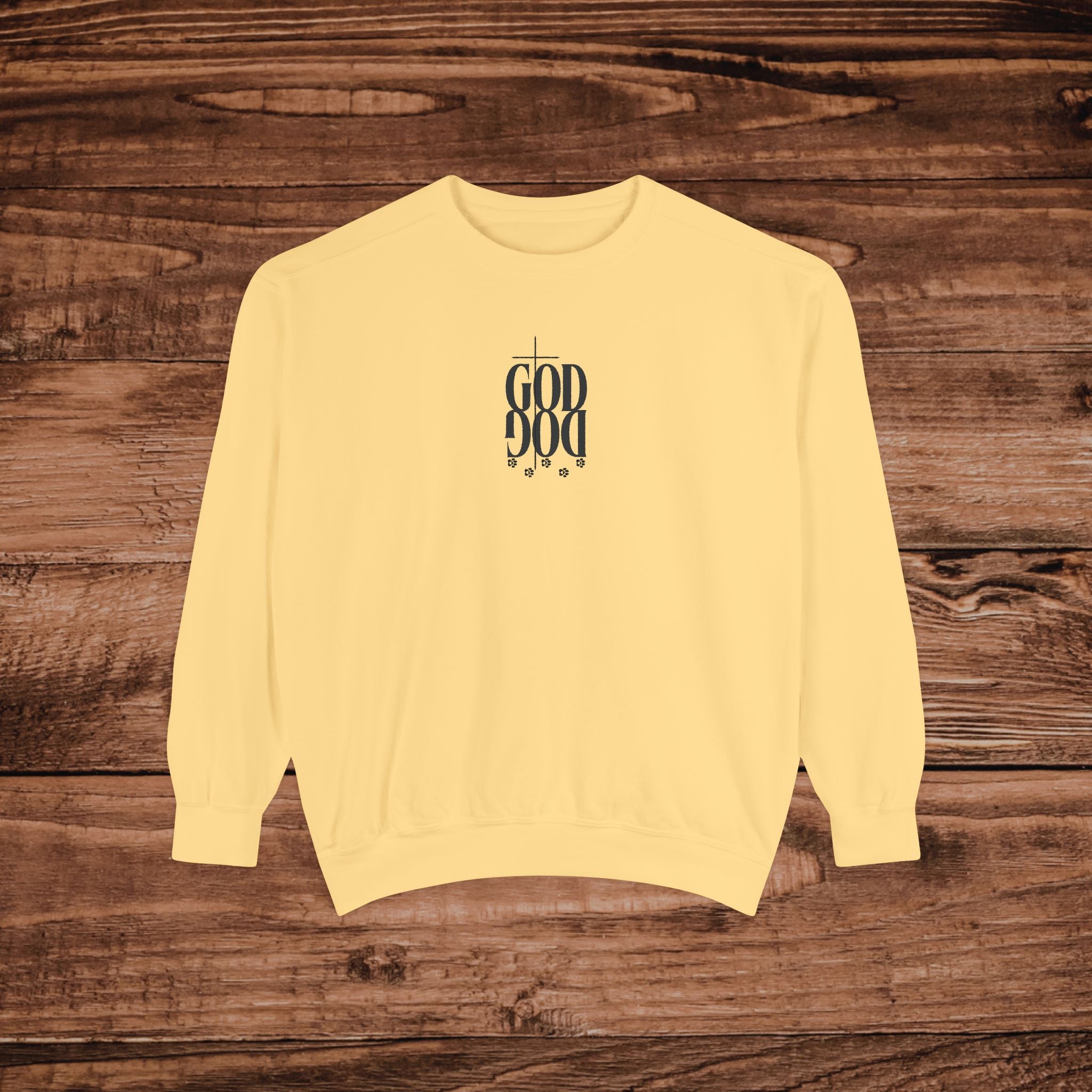 GOD DOG vertical script floral sweatshirt | spiritual pet lover design