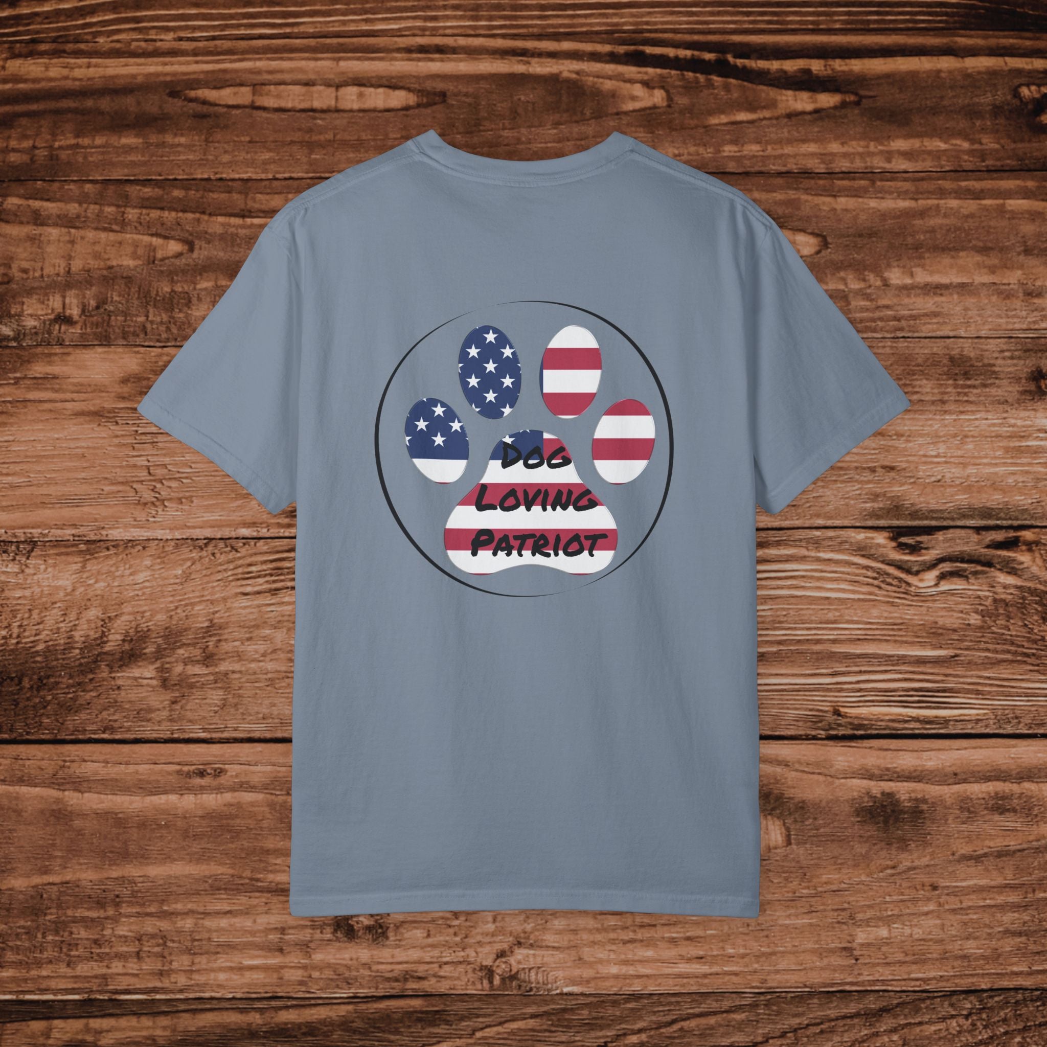 Dog Loving Patriot T-shirt | American Flag Paw Print