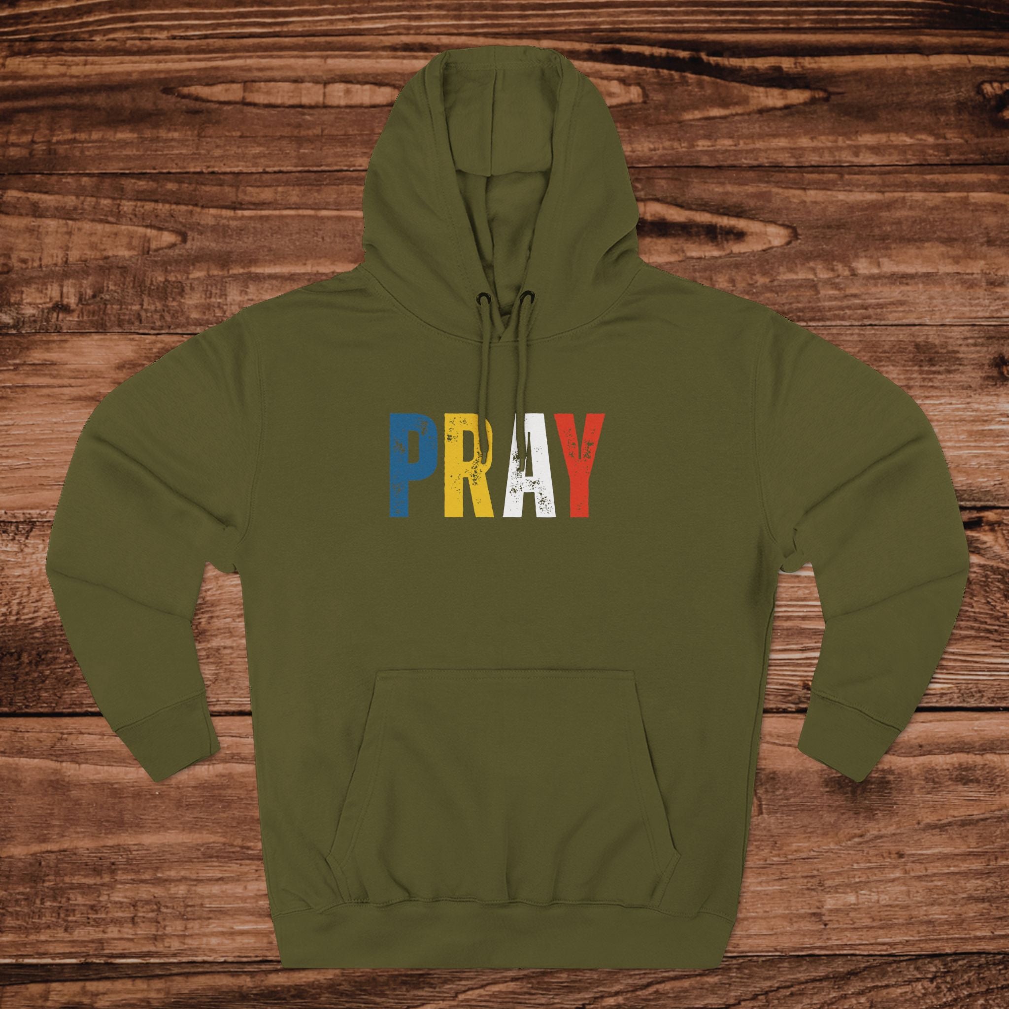 Pray block letters Hoodie |  distressed typography