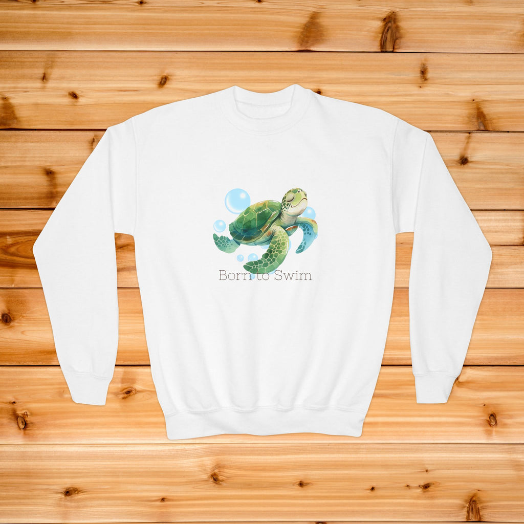 Sea Turtle Illustration Youth Crewneck Sweatshirt | Kids Turtle Art