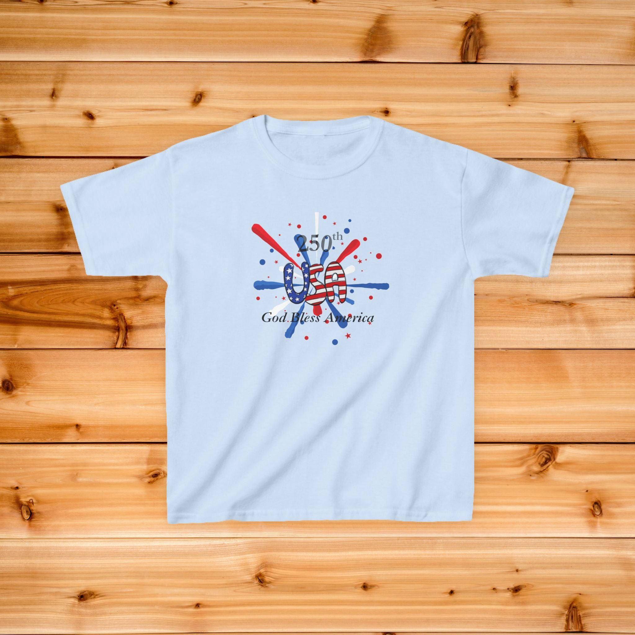 Kids 250th USA tshirt | 4th of July patriotic graphic