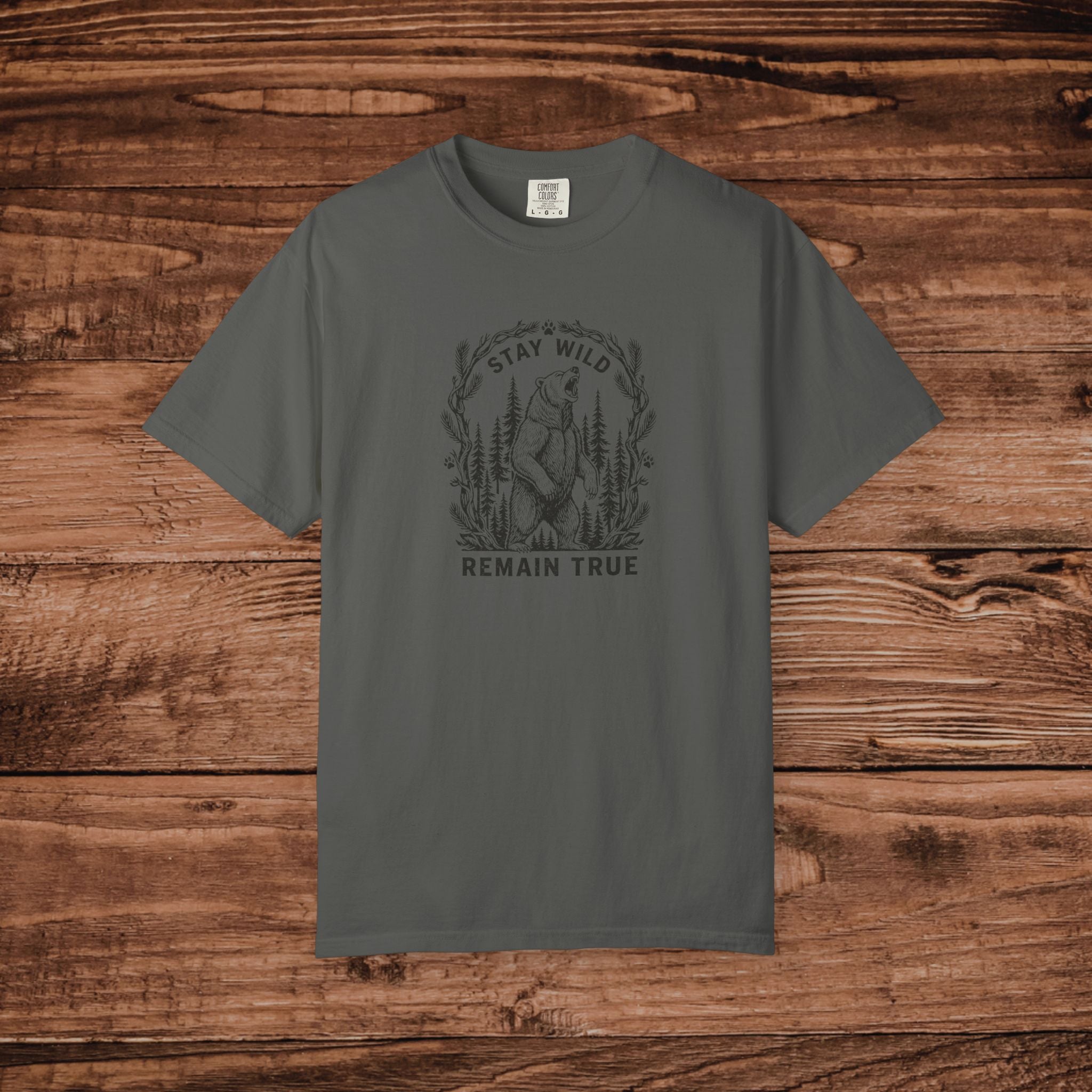 Stay Wild Remain True bear illustration T-Shirt | woodland nature graphic tee