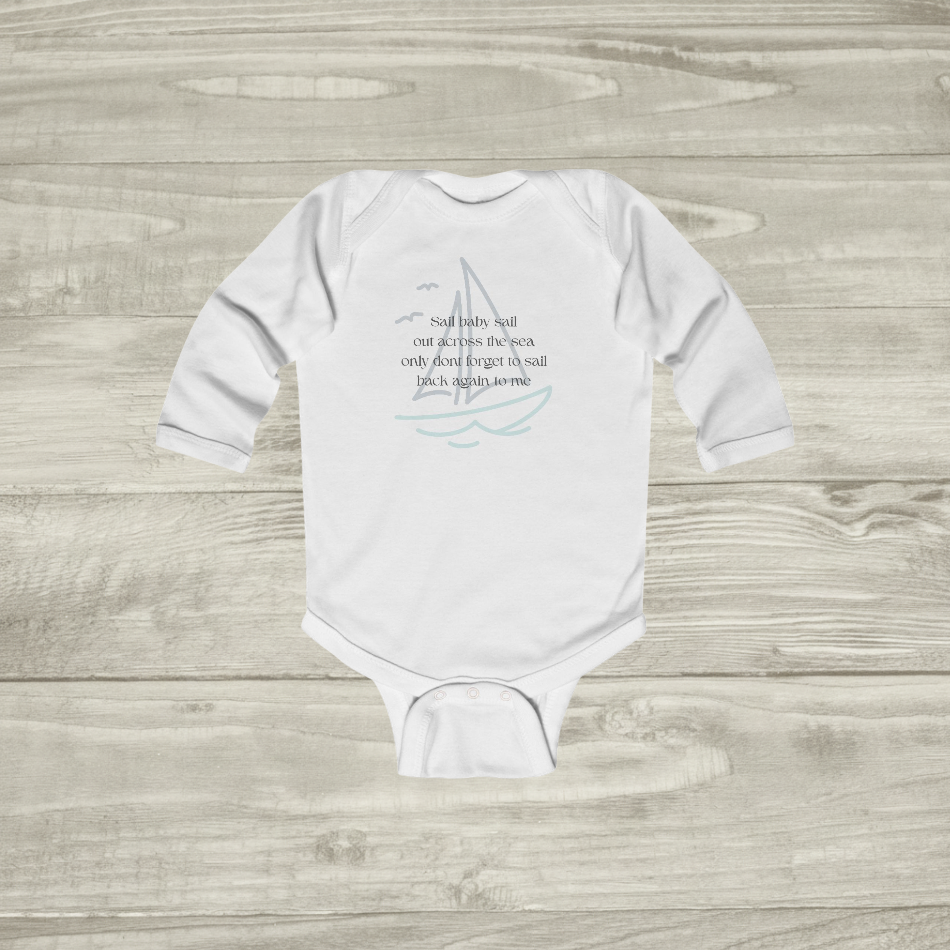 Sail Baby phrase Infant Long Sleeve Bodysuit | nautical theme baby bodysuit