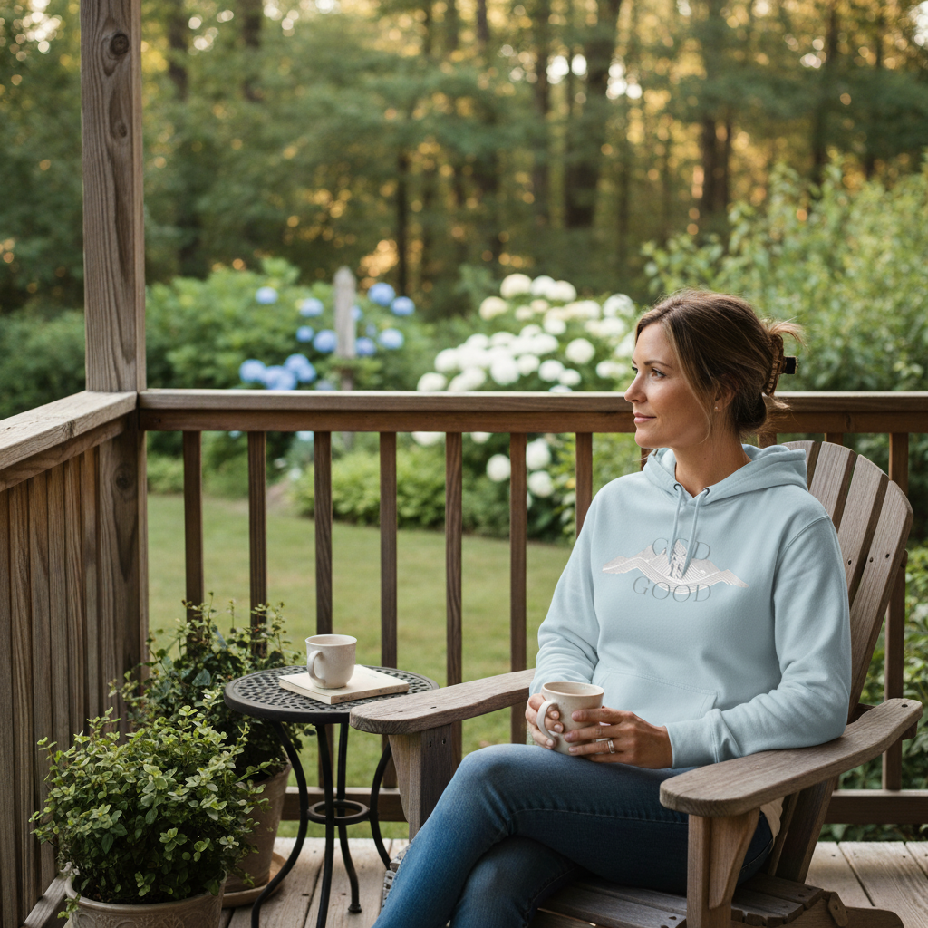 God is Good Hoodie, Christian Mountain Sweatshirt, Religious Nature Gift, Premium Soft Fleece Pullover, Minimalist Faith Apparel, Plus Size