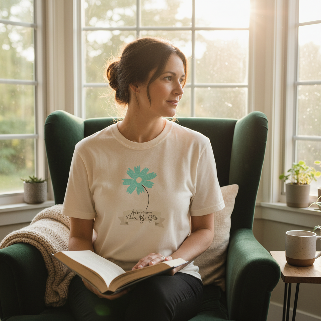 Teal Daisy Christian T-Shirt Comfort Colors Floral Faith Shirt | Minimalist Flower Tee for Women | Religious Gift for Her | Aesthetic Boho