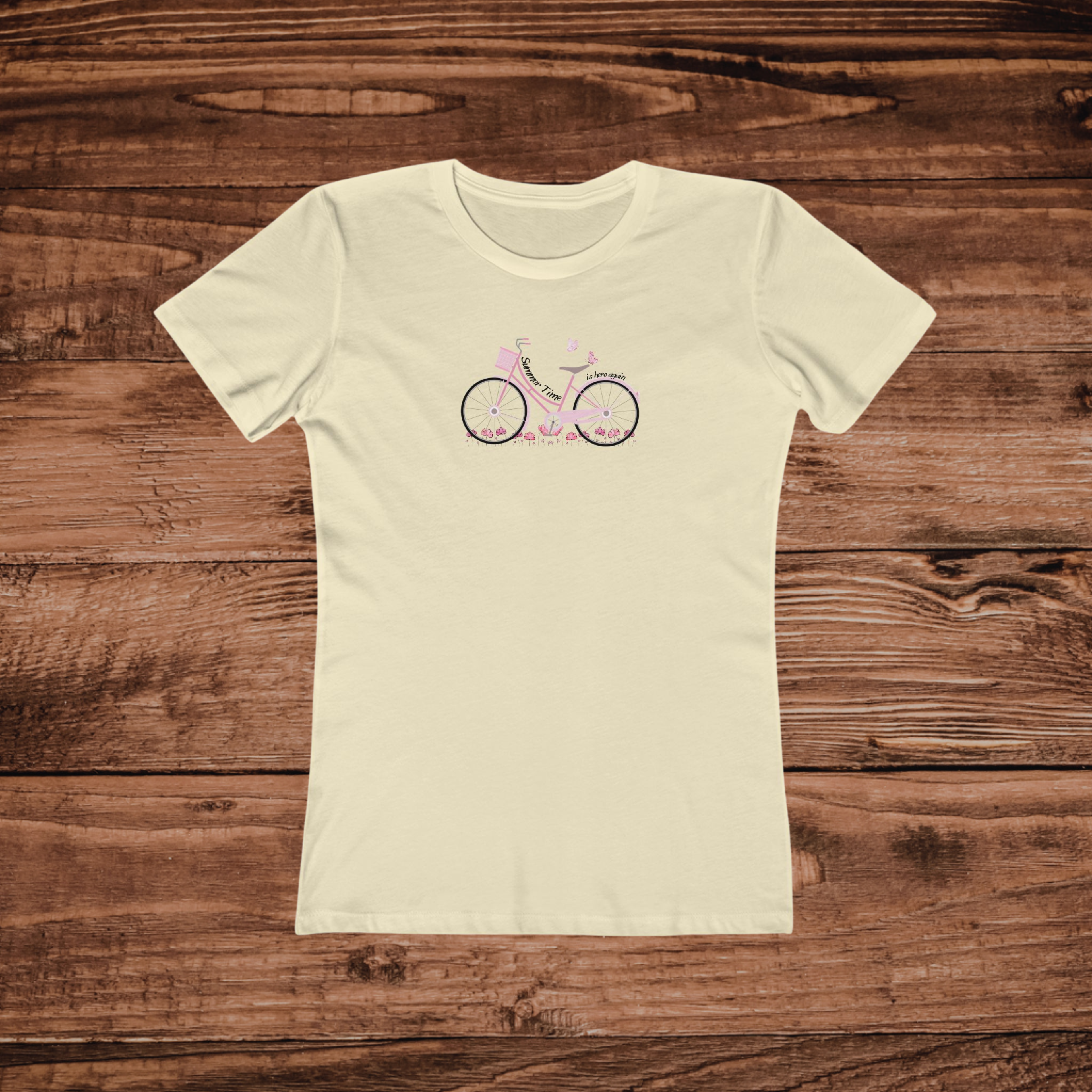 Women's Floral Bicycle T-Shirt, Minimalist Bike Graphic Slim Fit Tee, Soft Cotton Cycling Shirt, Cute Spring Blossom Bike Gift for Her