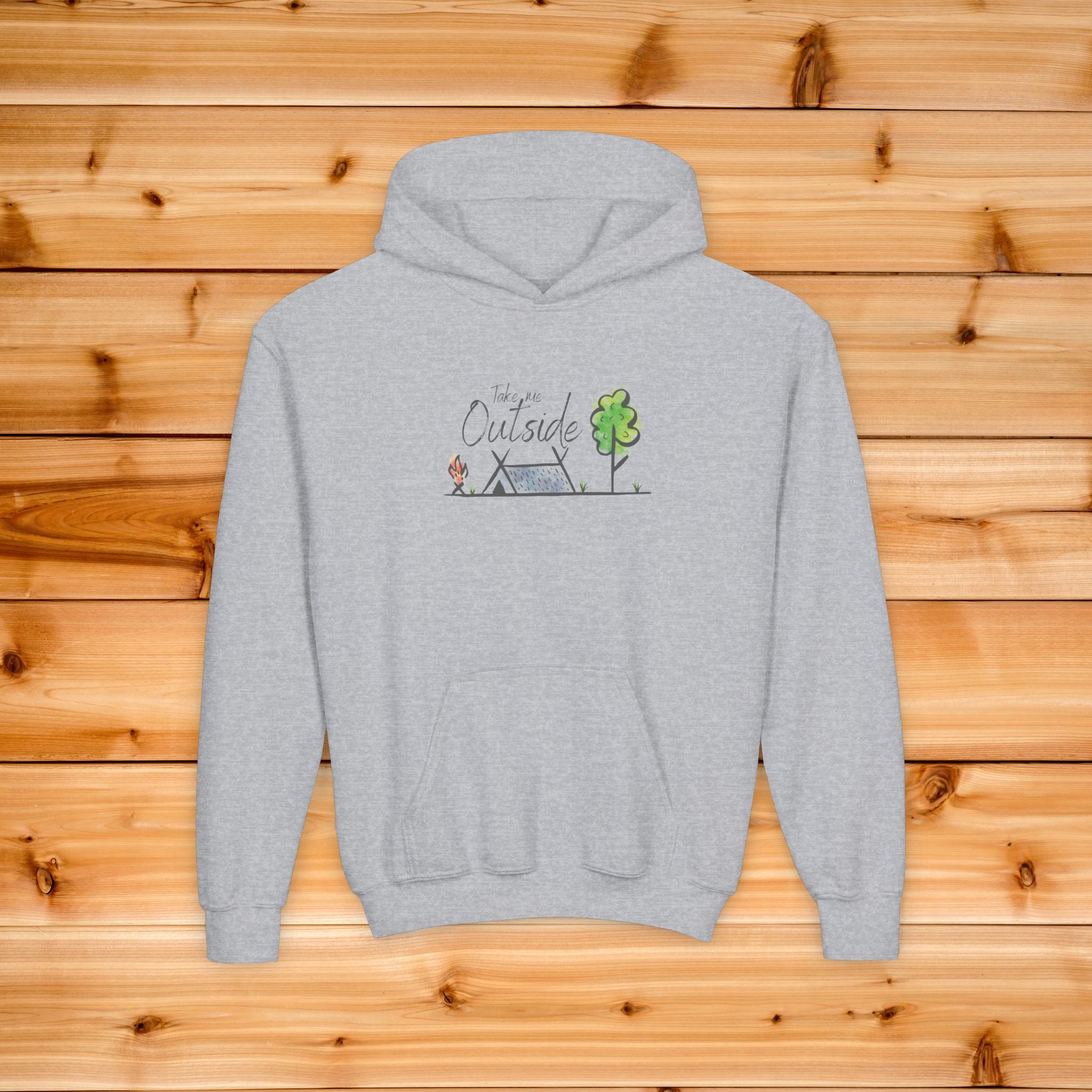 Kids Nature Hoodie, Youth Camping Sweatshirt, Take Me Outside Toddler Pullover, Outdoor Adventure Gift for Kids, Mountain Forest Graphic Tee