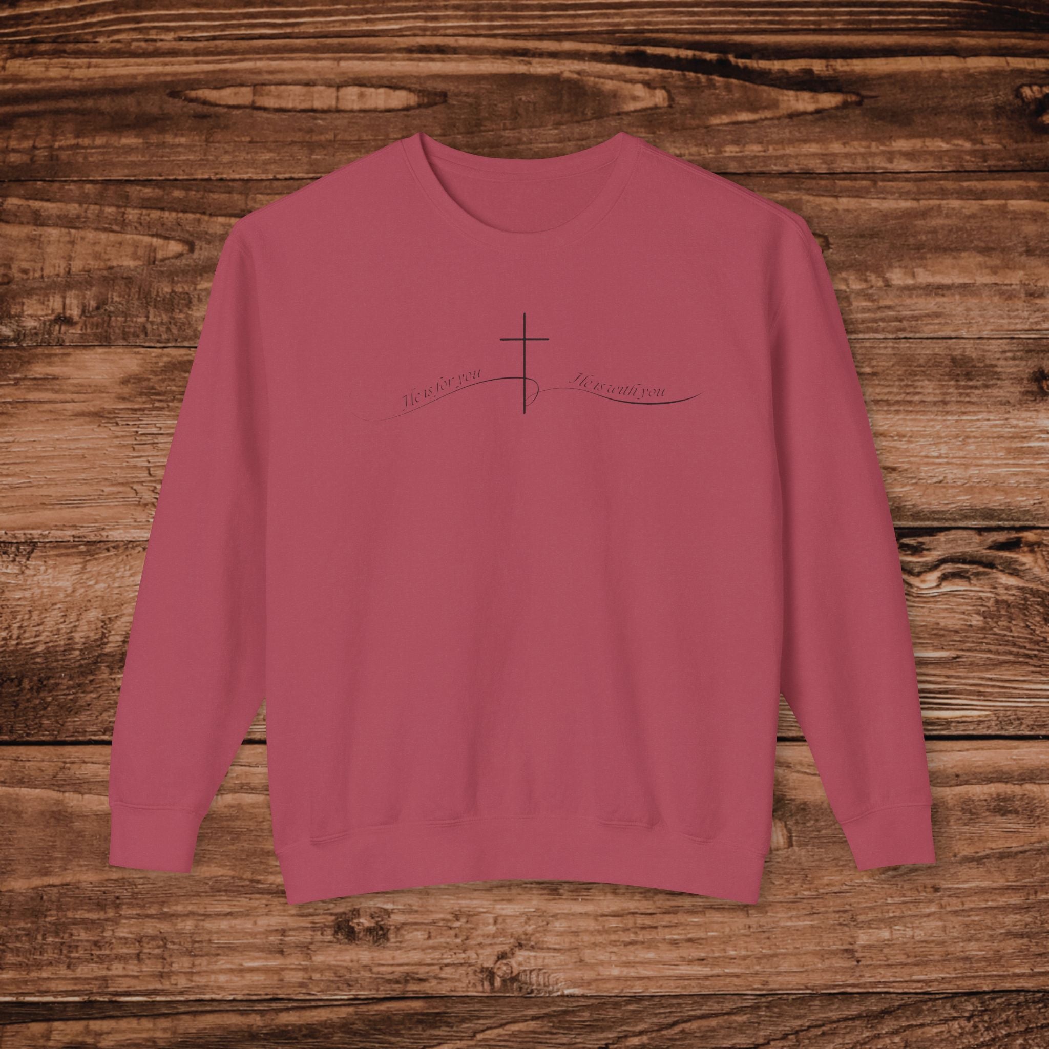 He Is With You Cross Line Art Crewneck Sweatshirt