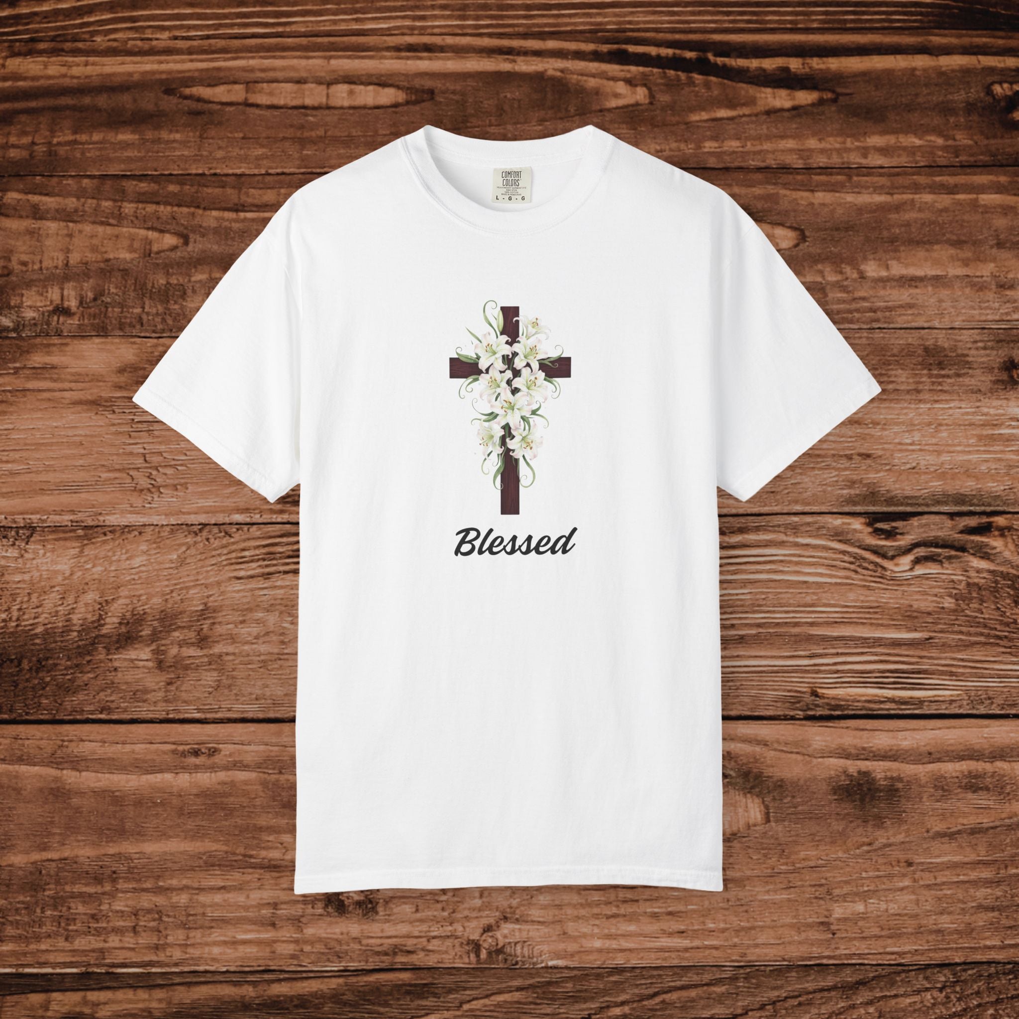 Floral Cross 'Blessed' T-shirt | Religious Christian Tee