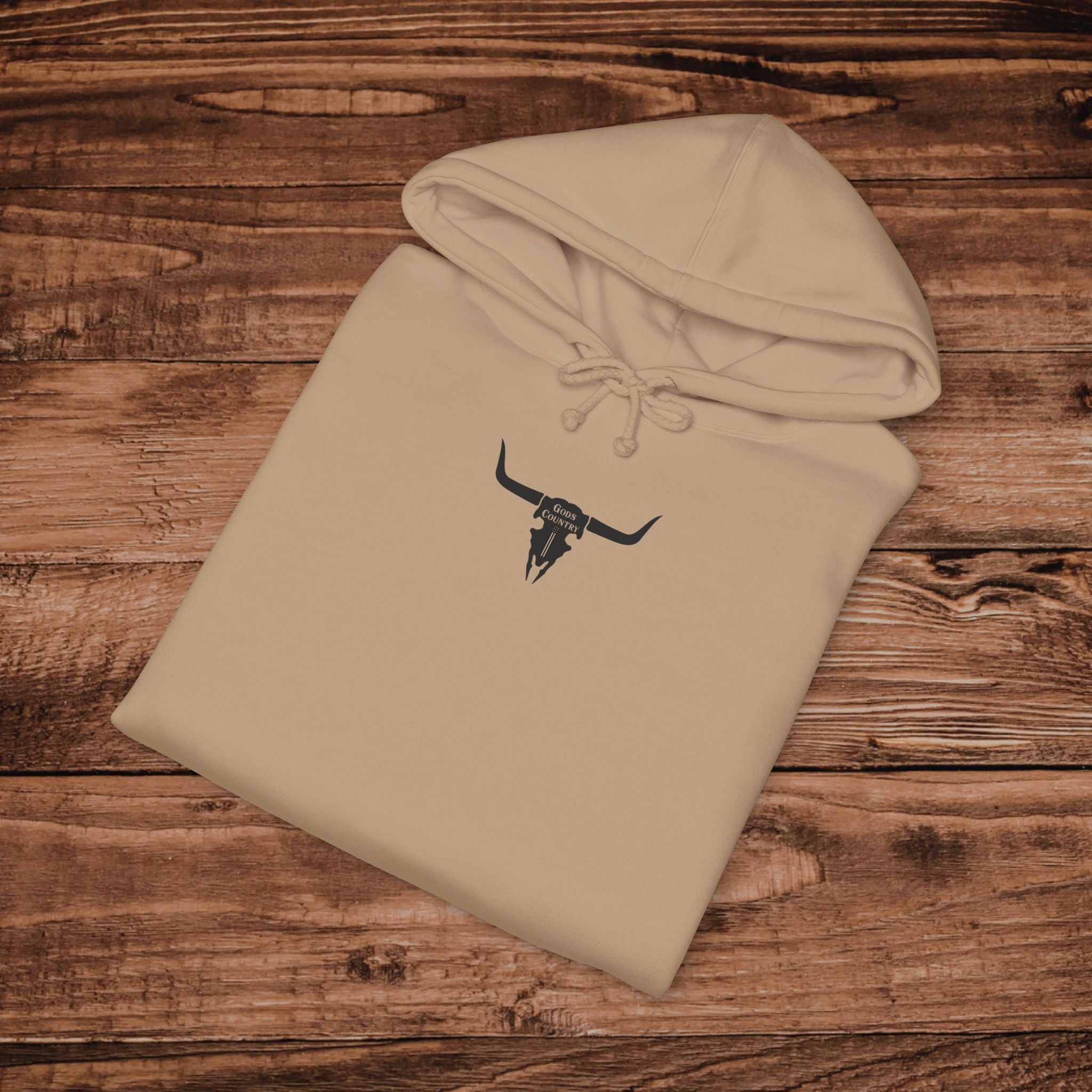 Embroidered Longhorn Skull Hoodie, Gods Country Western Sweatshirt, Texas Cattle Chest Print, Country Music Gift, Minimalist Boho Pullover