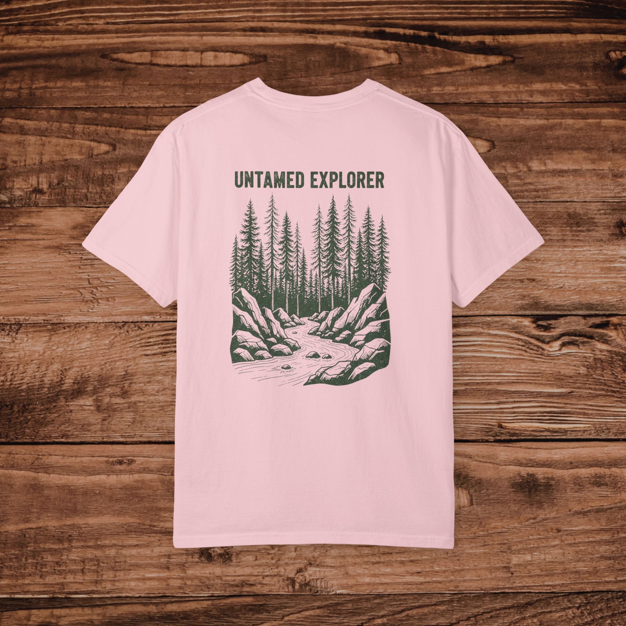 Untamed Explorer Forest Illustration T-shirt | Mountain River Crewneck