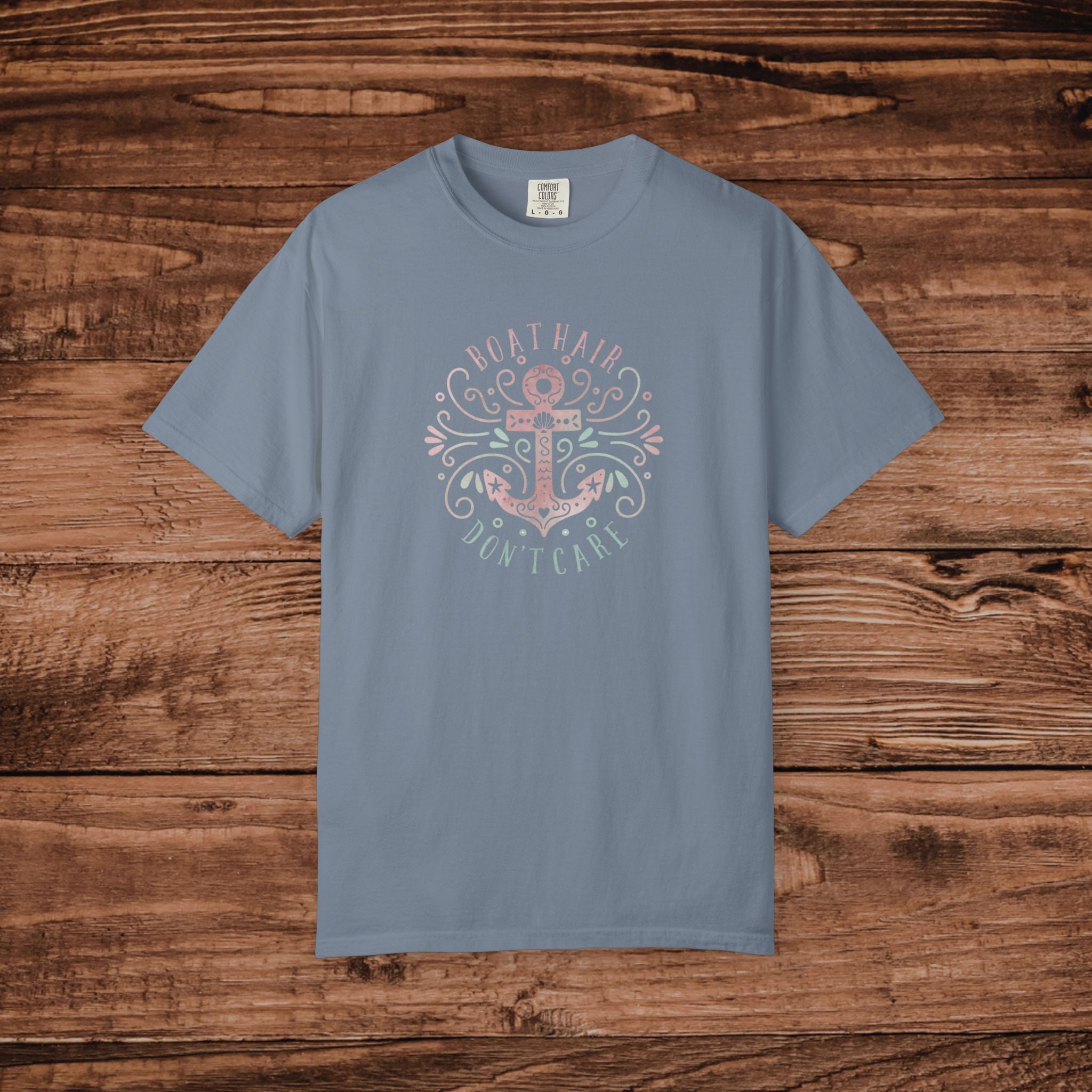 Anchor Floral Crest T-shirt | Nautical Anchor Design, Pastel Beach Vibes