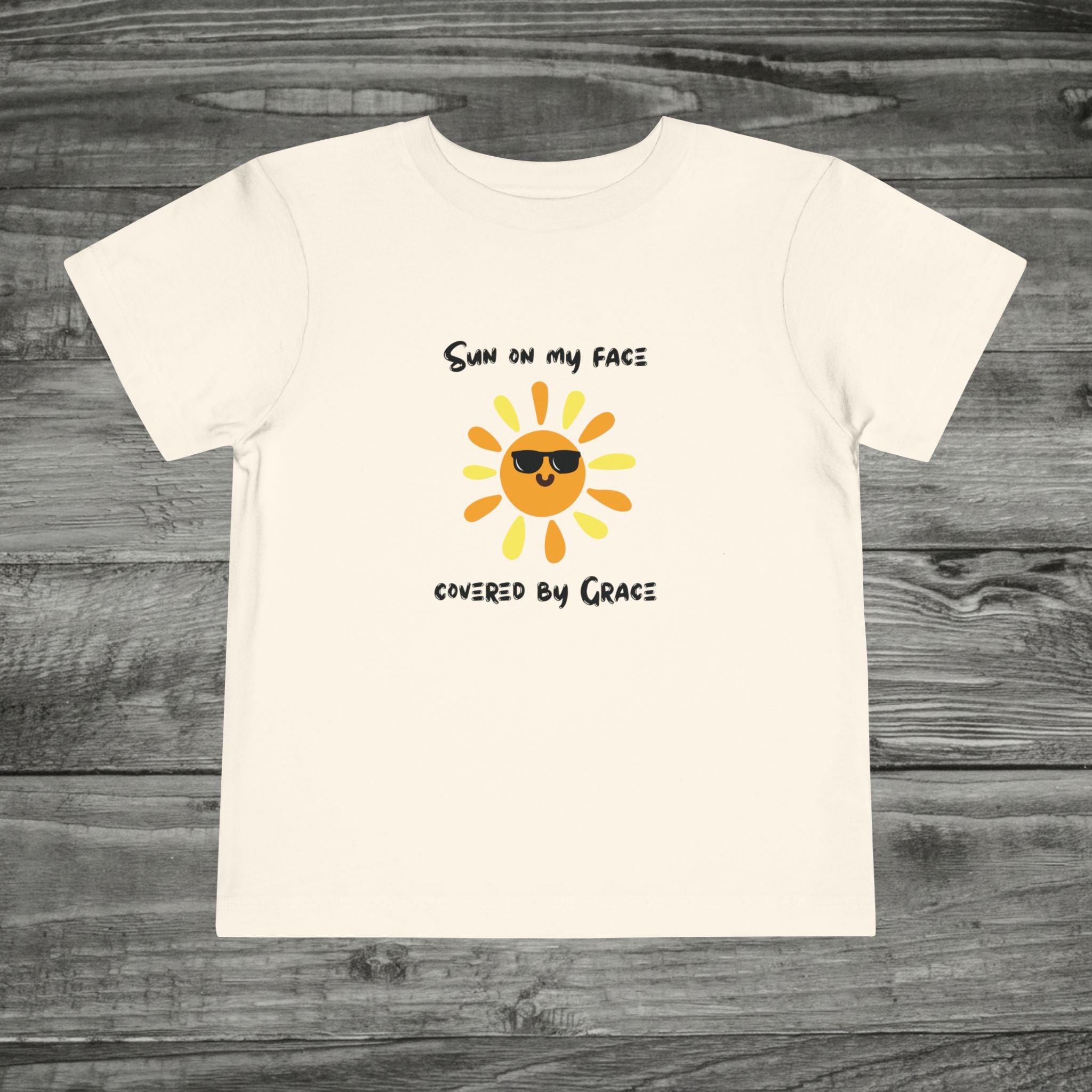Sun with Sunglasses Covered by Grace toddler tee | Kids Sunshine Shirt