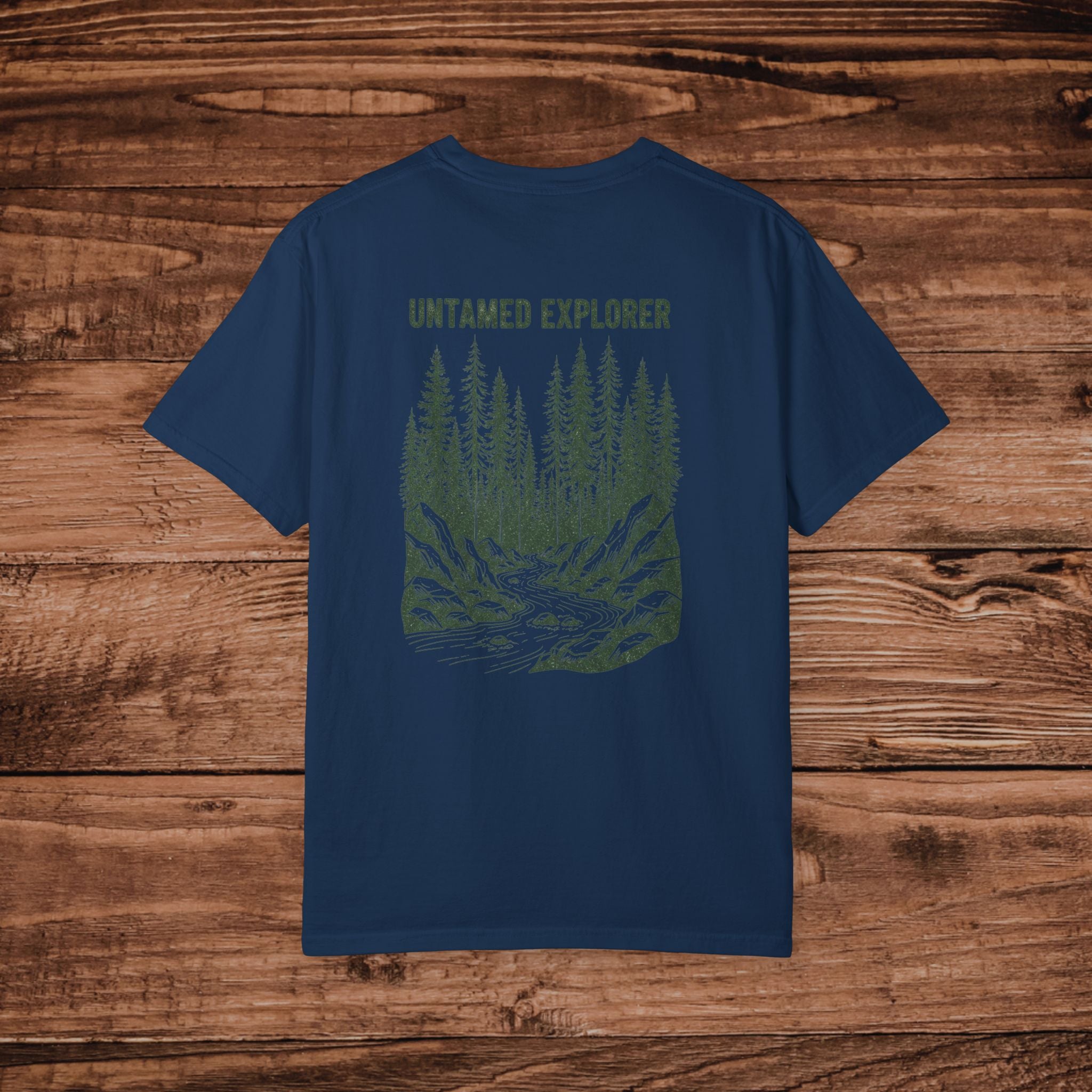 Untamed Explorer Forest Illustration T-shirt | Mountain River Crewneck