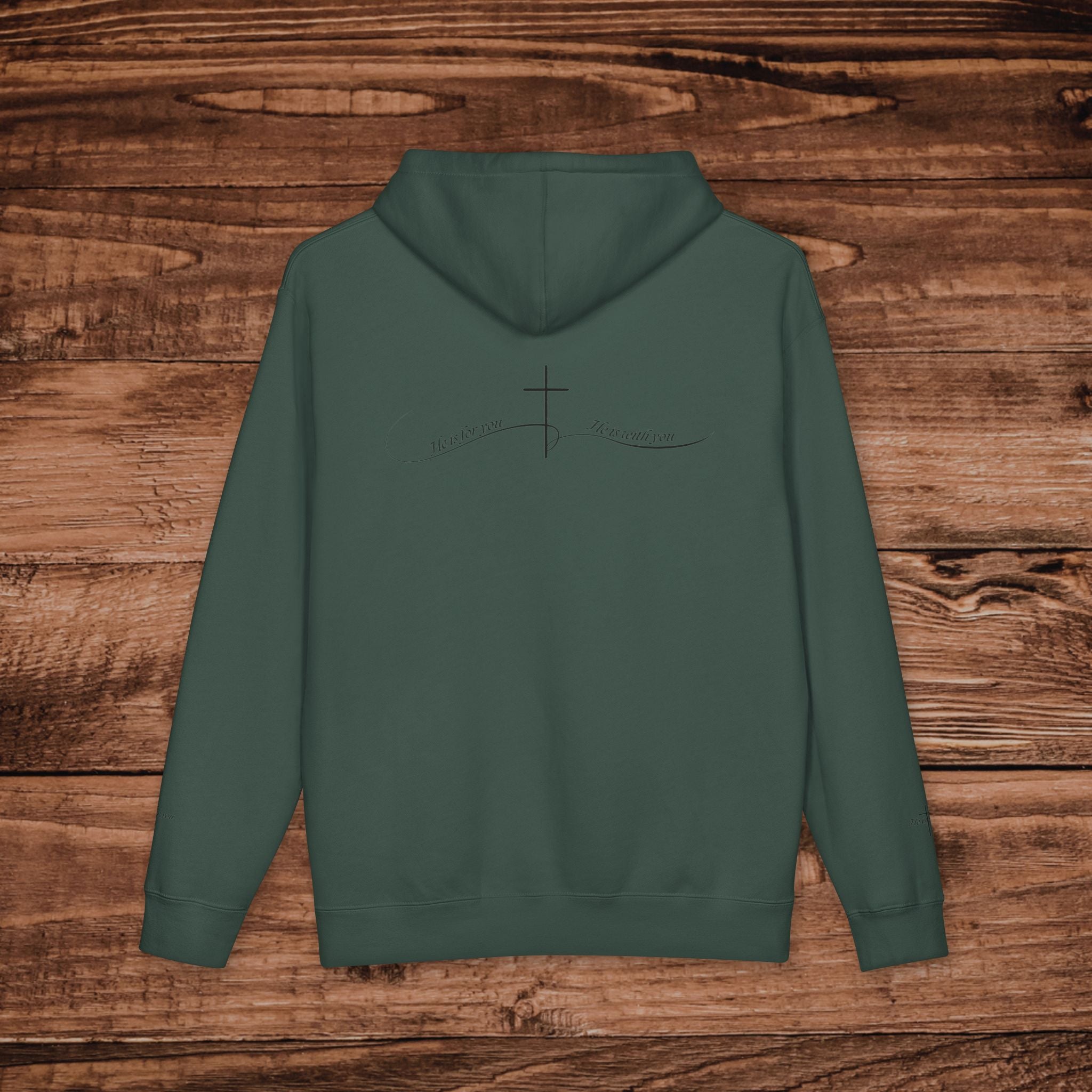 Minimal Faith Cross Print Hoodie | Front Back & Sleeve Graphics
