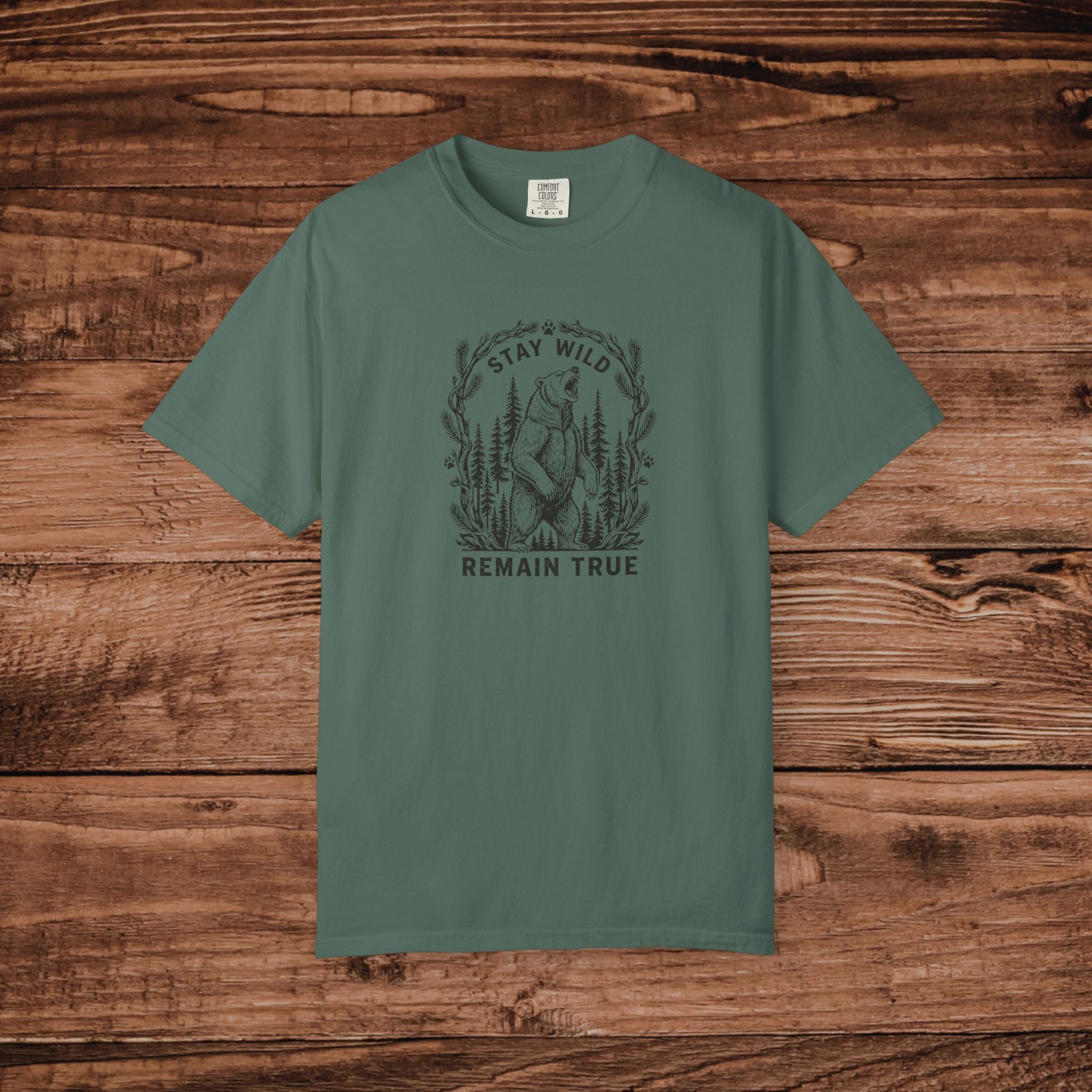 Stay Wild Remain True bear illustration T-Shirt | woodland nature graphic tee