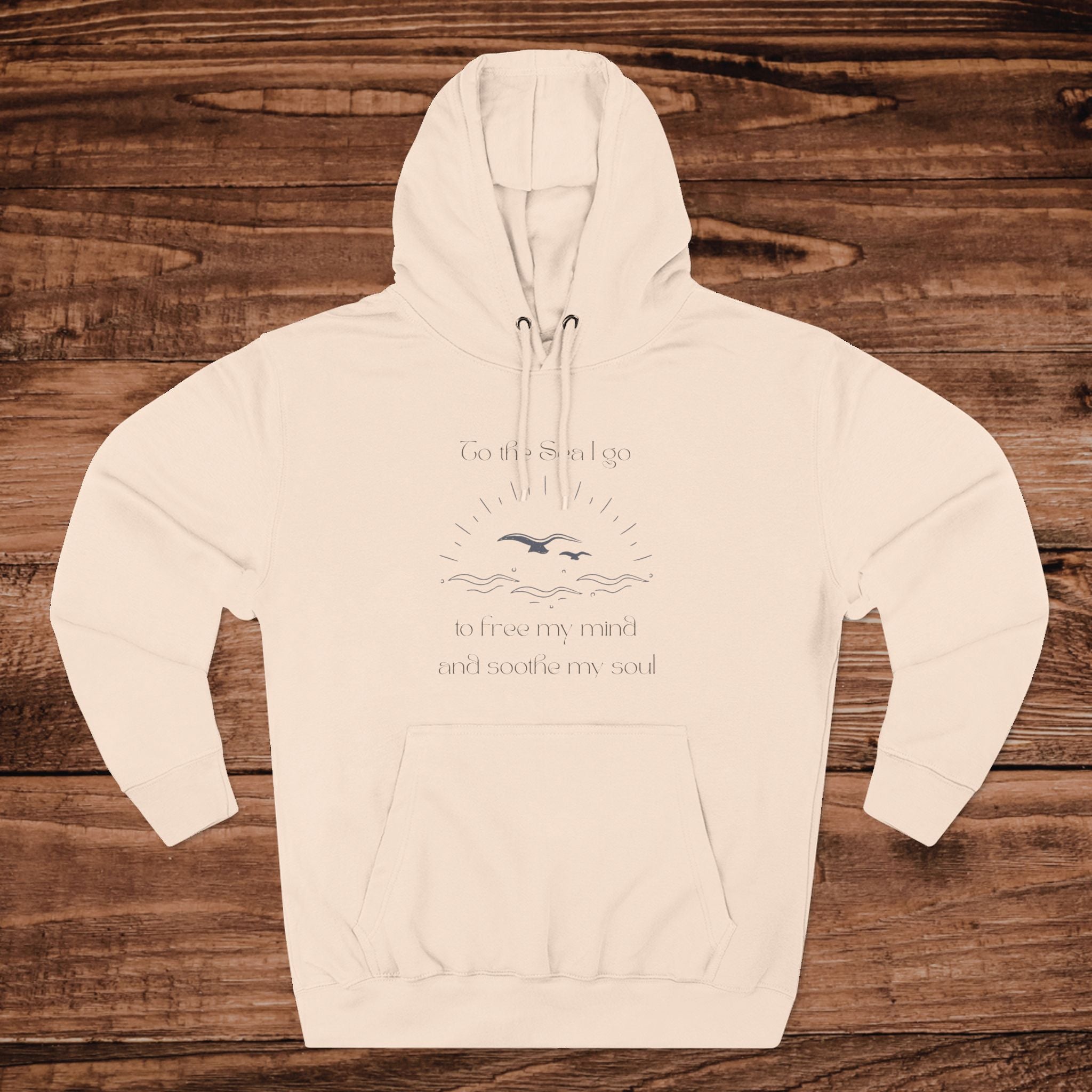 Seagull Wave Line Art hoodie | Minimal Coastal Graphic Pullover