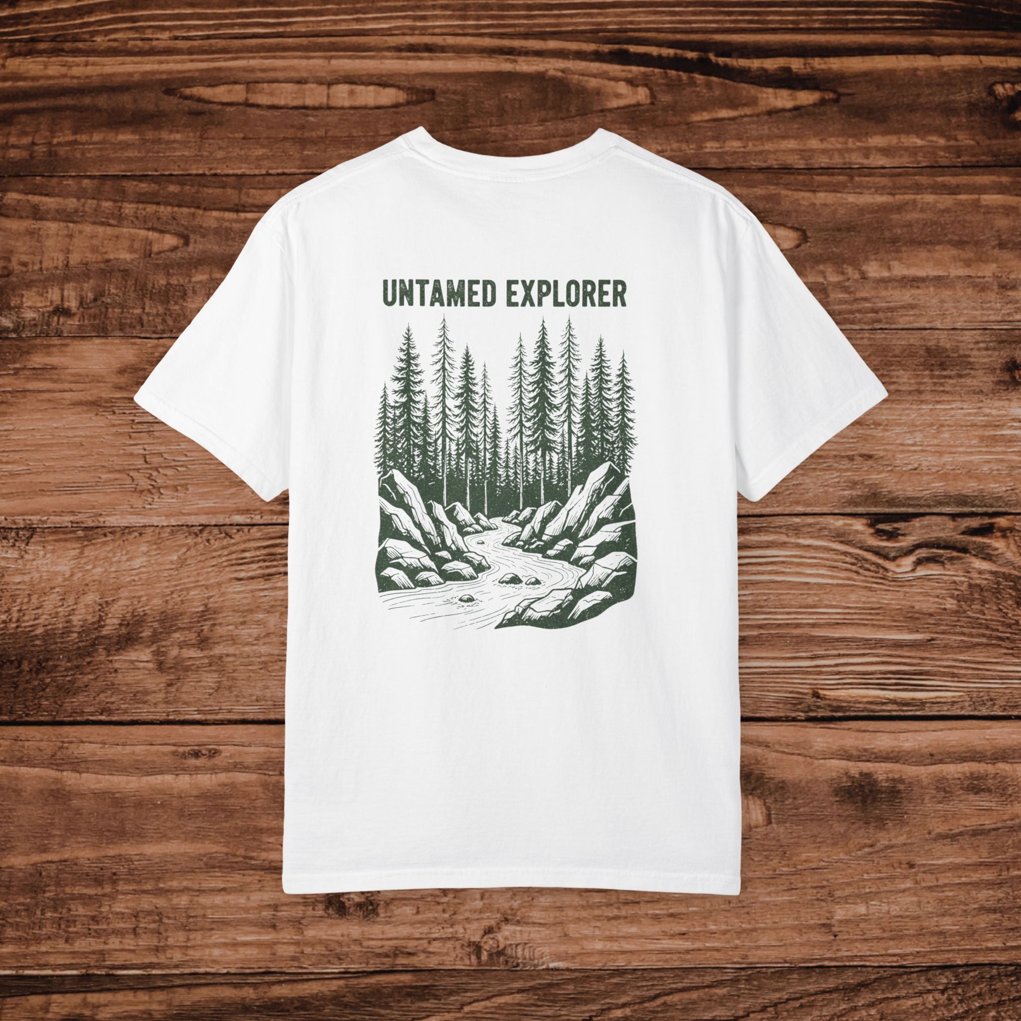 Untamed Explorer Forest Illustration T-shirt | Mountain River Crewneck