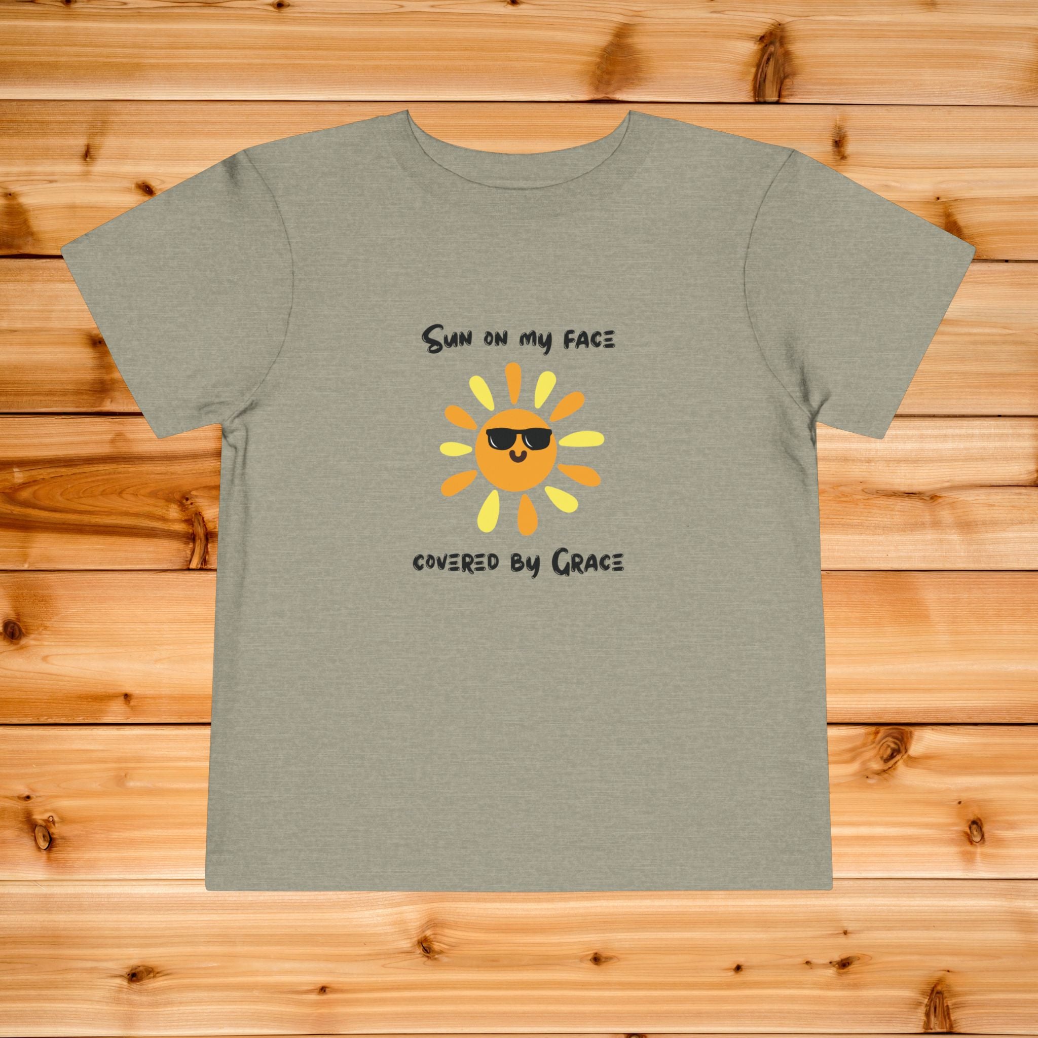 Sun with Sunglasses Covered by Grace toddler tee | Kids Sunshine Shirt