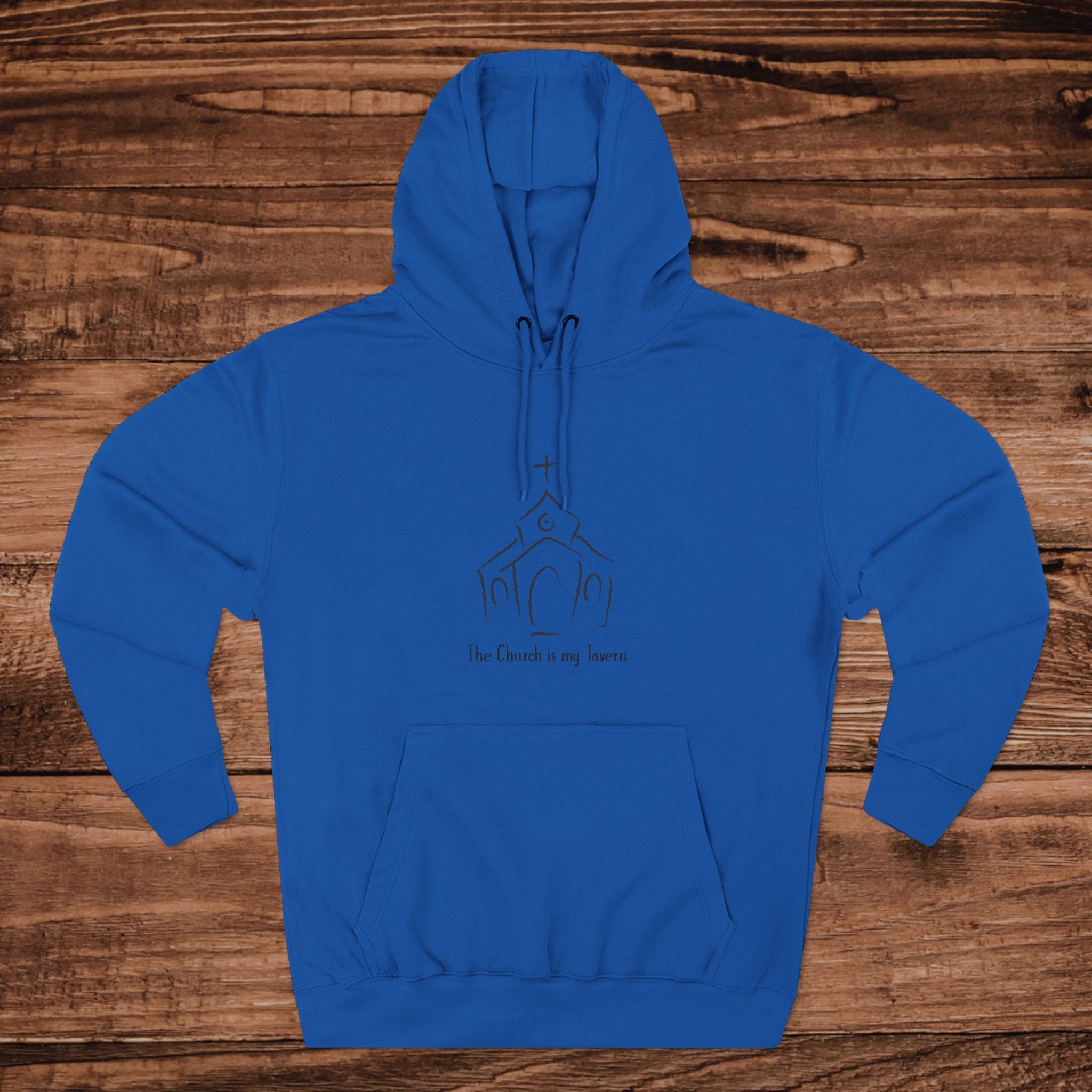 Minimal Line Art Church Hoodie "The Church is my Tavern"