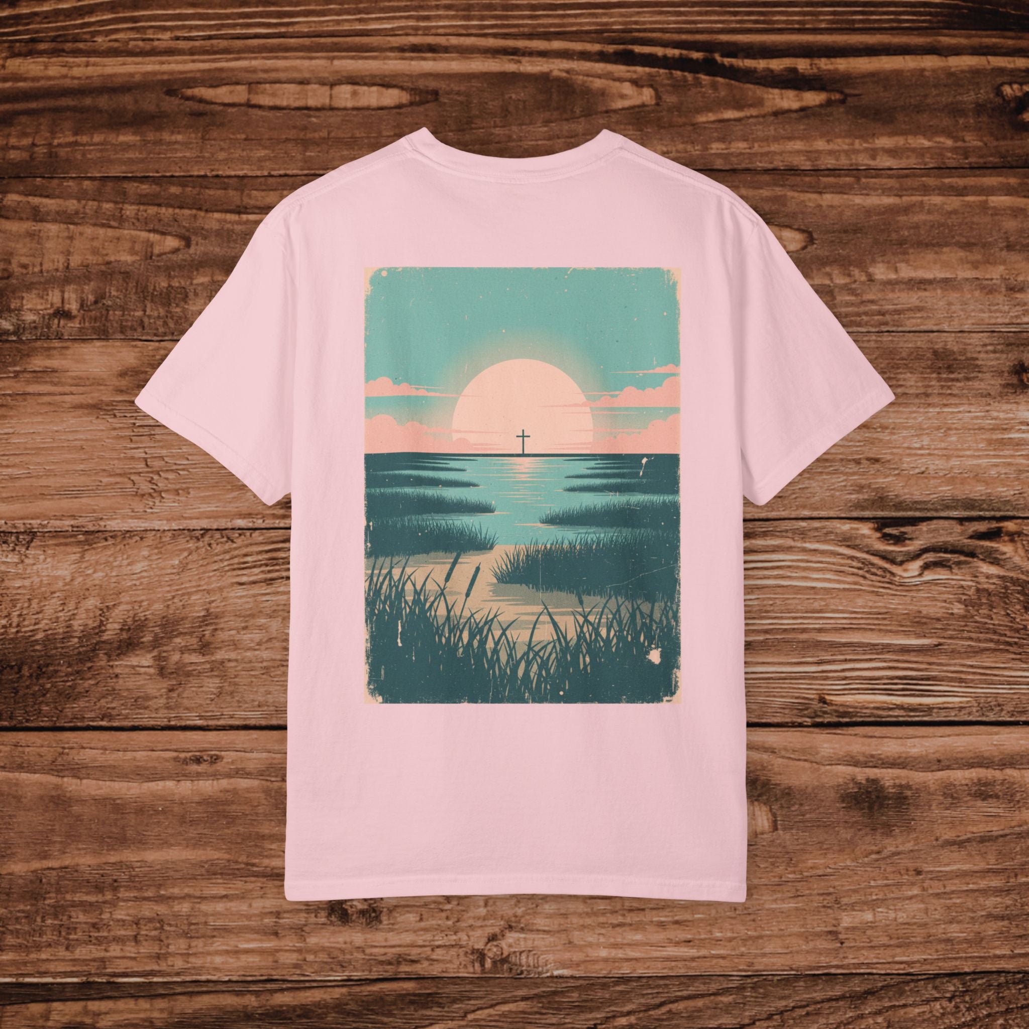 Coastal Sunset Cross T-shirt Beach Sunrise Landscape Tee
