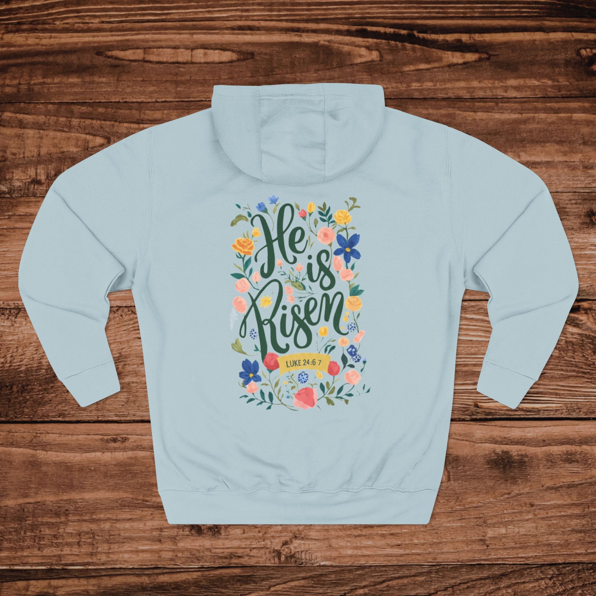 He Is Risen floral lettering Hoodie | Easter spring resurrection design