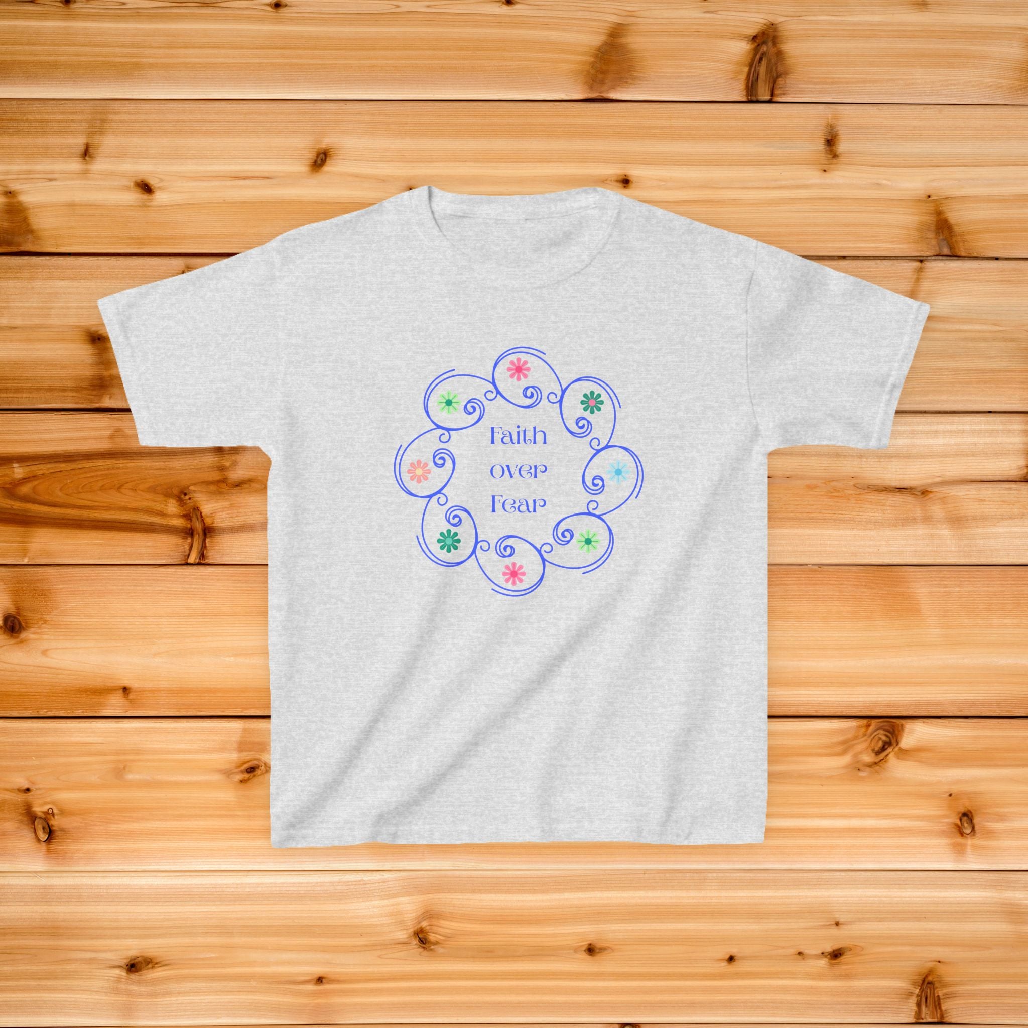 Girls Faith Tshirt | pastel floral swirl design