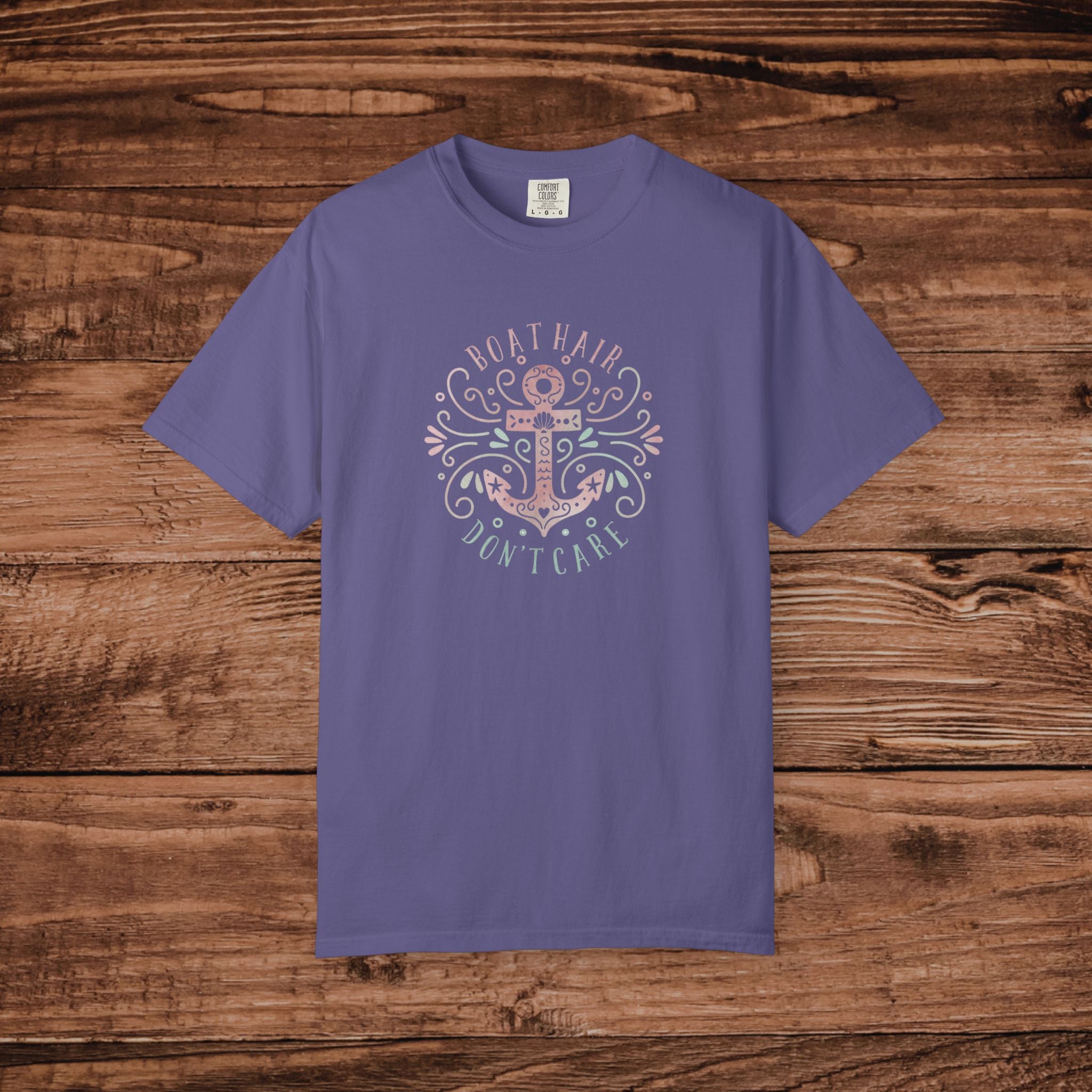 Anchor Floral Crest T-shirt | Nautical Anchor Design, Pastel Beach Vibes