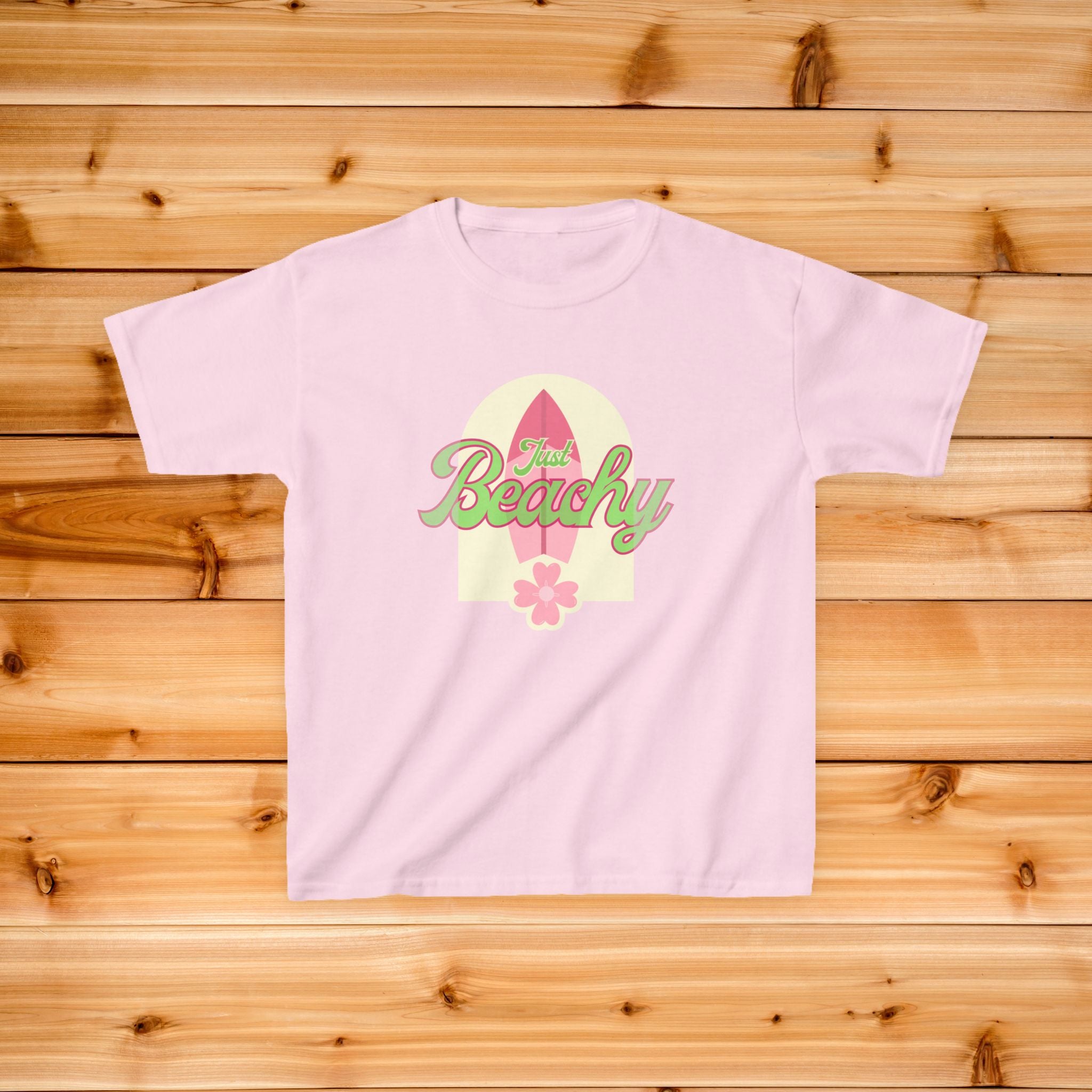 Beachy Surfboard Kids Tee | Retro Floral Summer Vibes