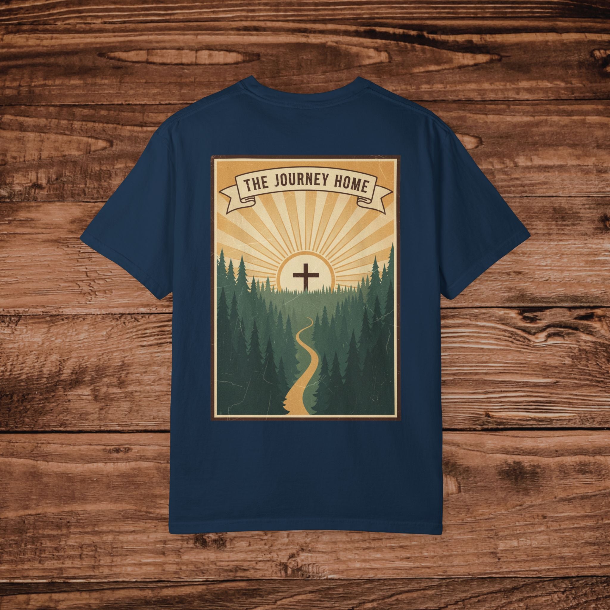 The Journey Home faith graphic tee T-Shirt | Inspirational Christian design