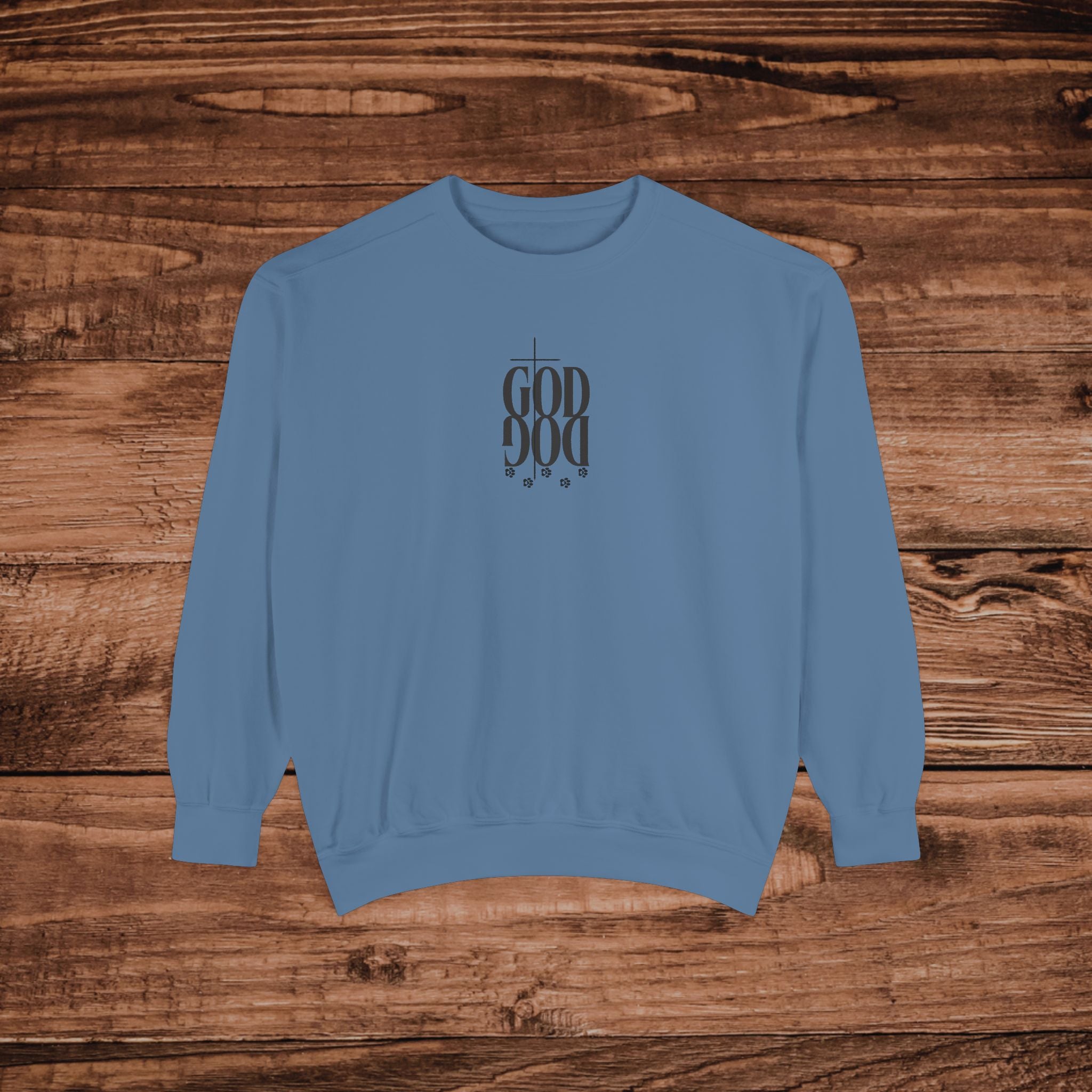 GOD DOG vertical script floral sweatshirt | spiritual pet lover design