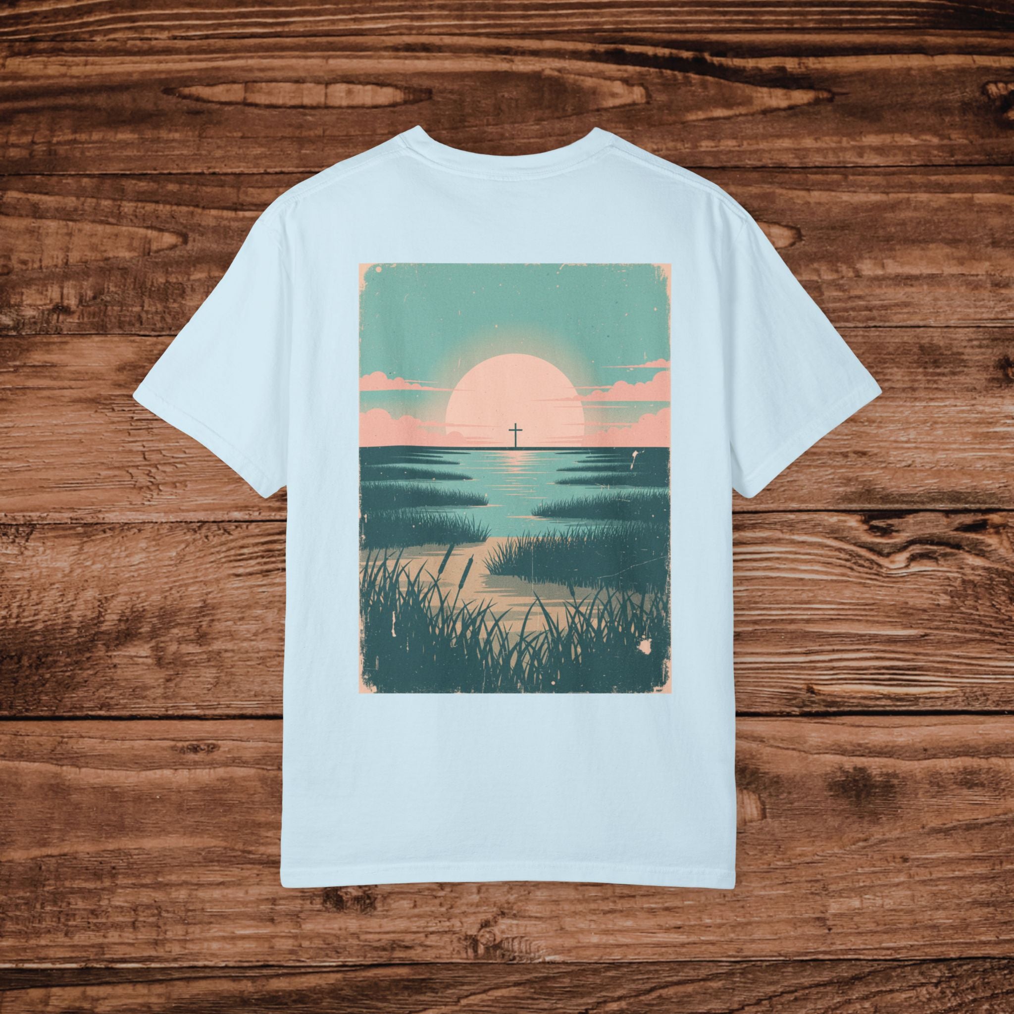 Coastal Sunset Cross T-shirt Beach Sunrise Landscape Tee