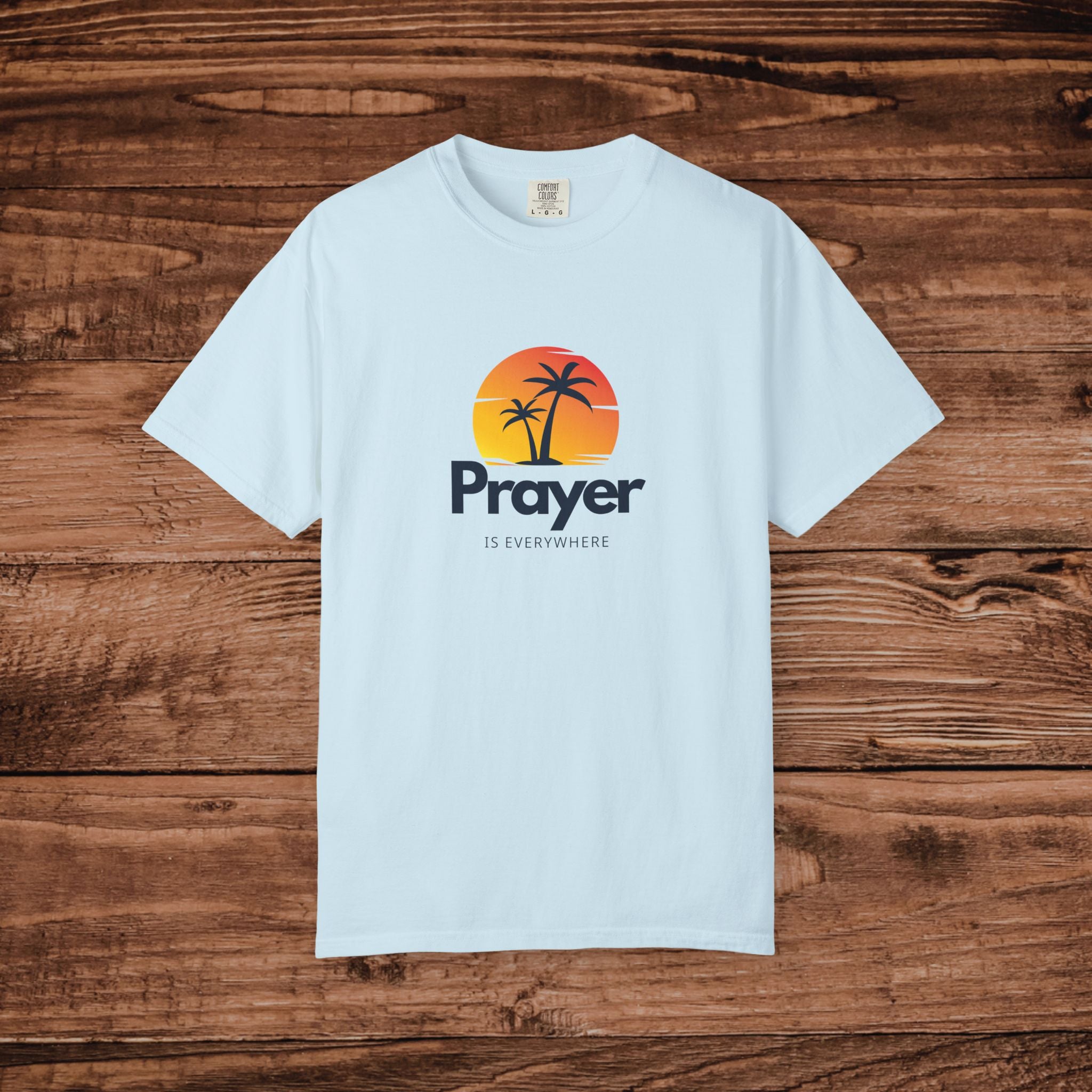 Prayer Palm Sunset T-shirt | Tropical Faith Graphic