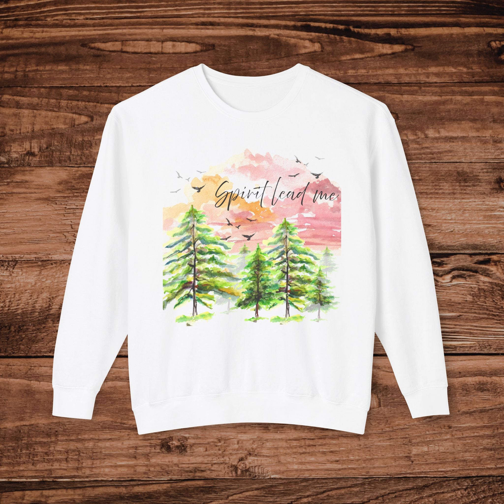 Grateful Heart Trees Sweatshirt | Watercolor Pine Forest Crewneck