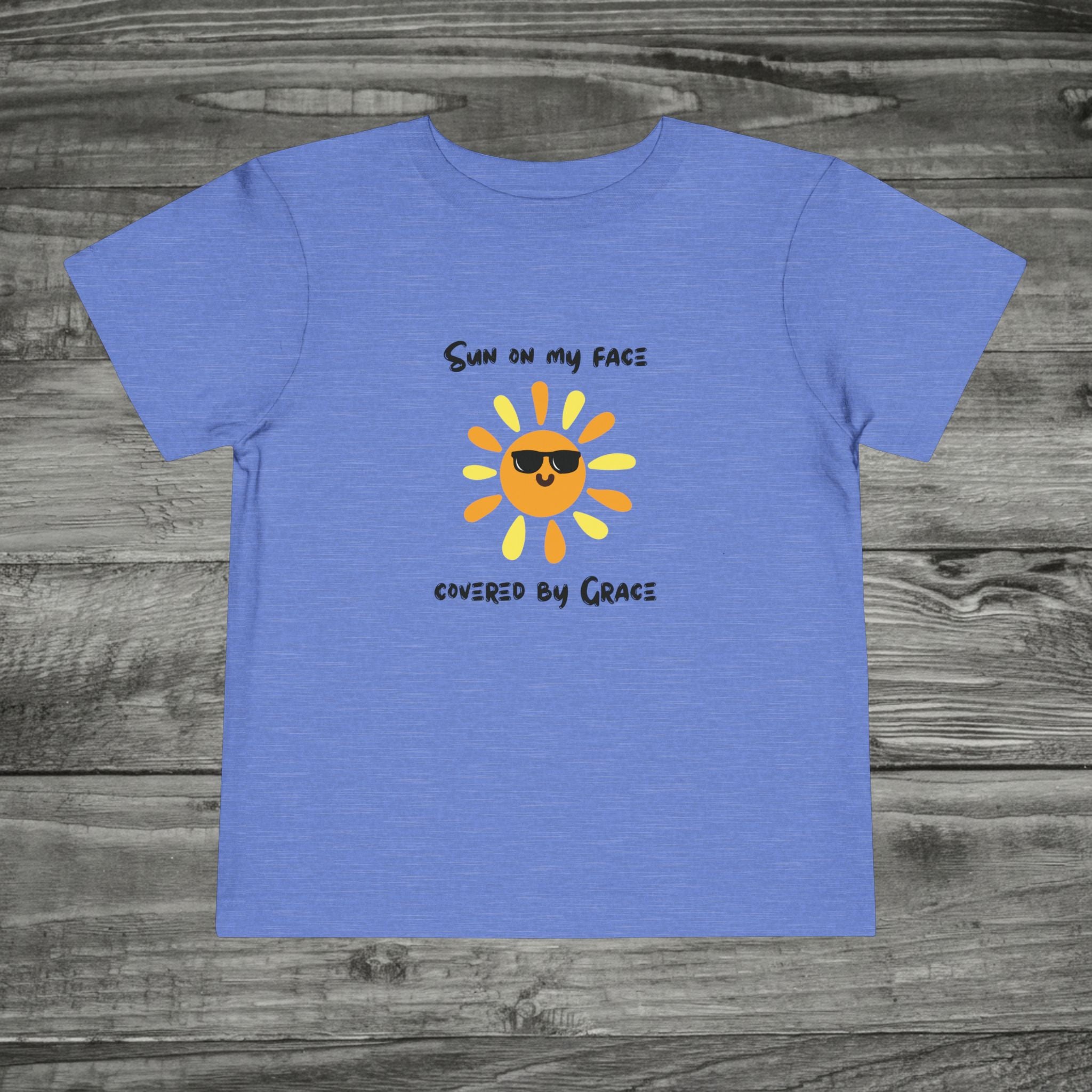 Sun with Sunglasses Covered by Grace toddler tee | Kids Sunshine Shirt