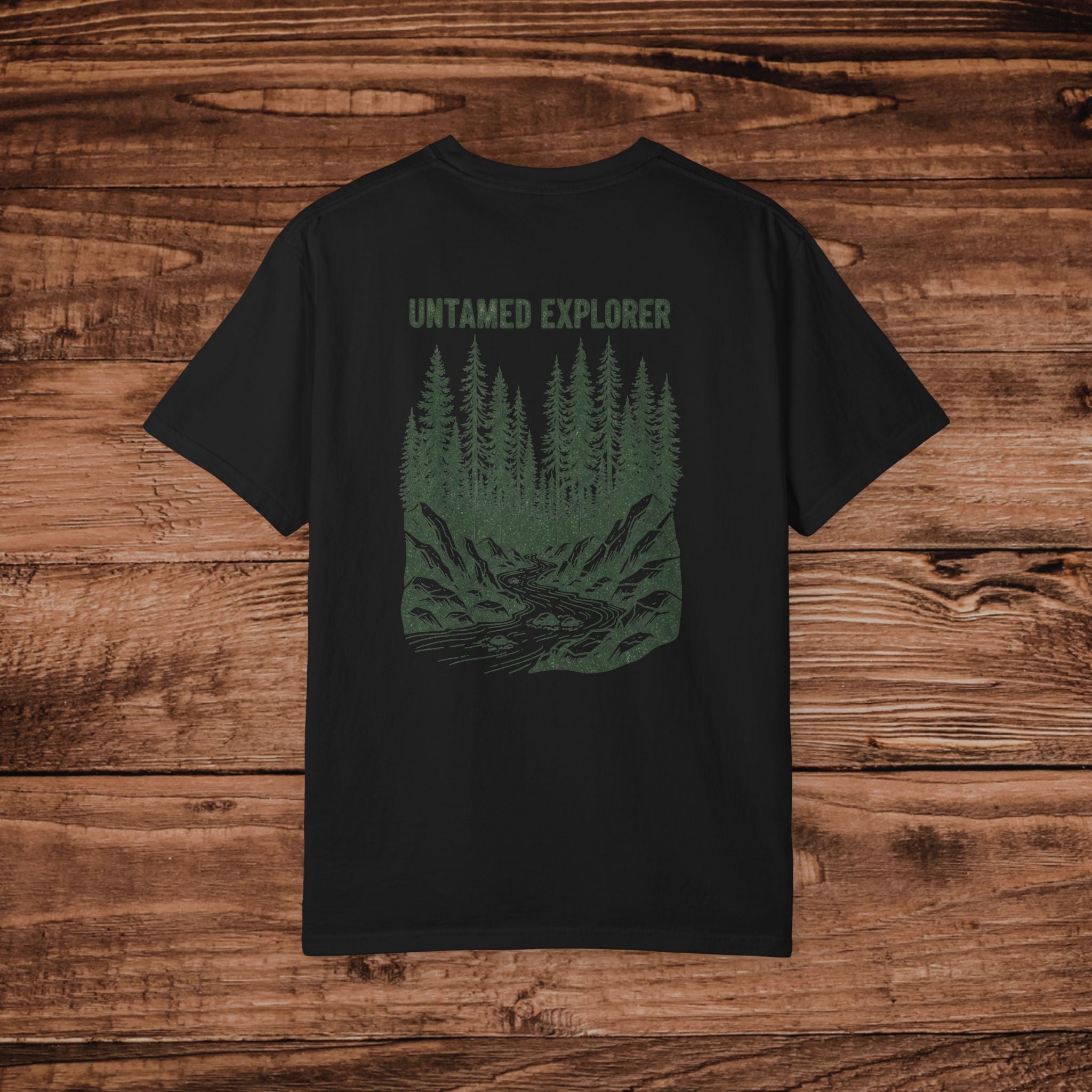 Untamed Explorer Forest Illustration T-shirt | Mountain River Crewneck