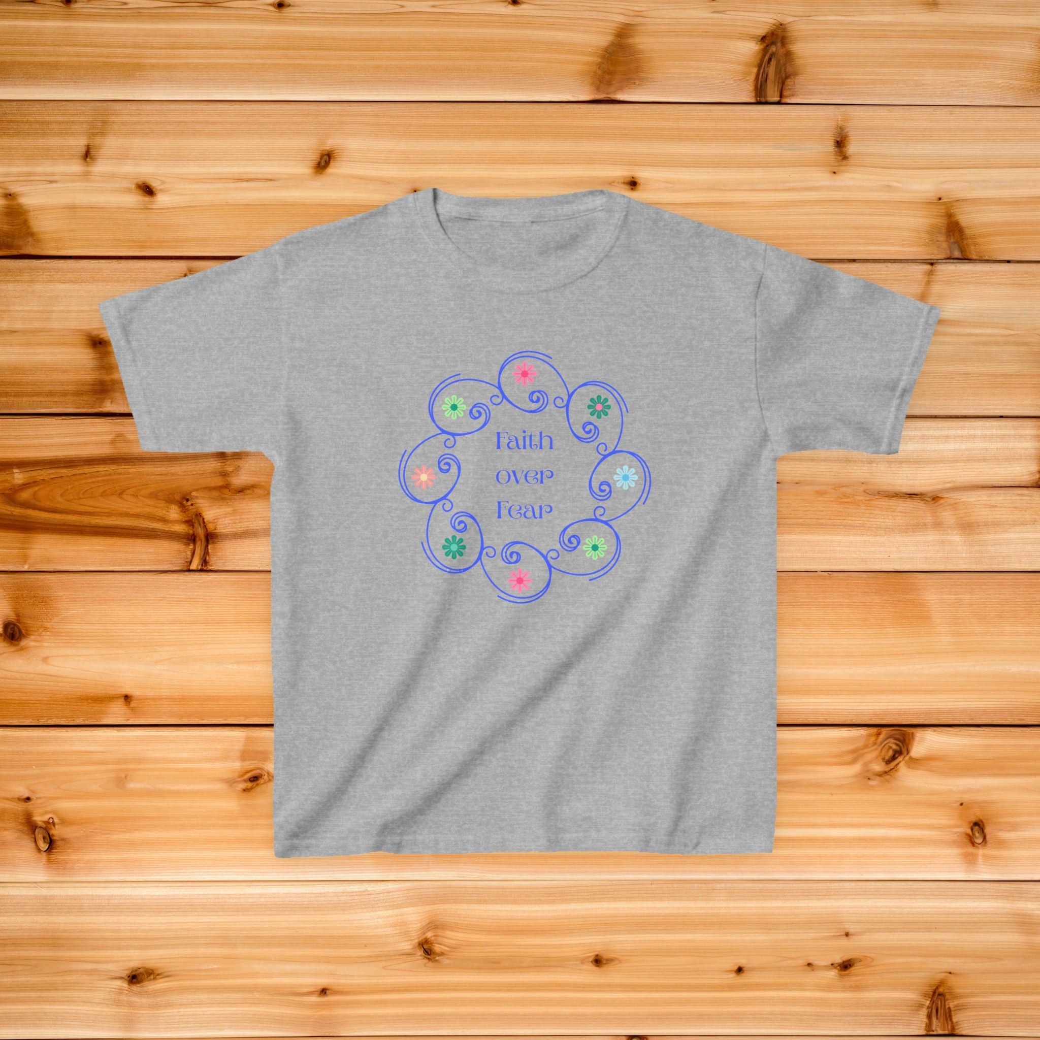 Girls Faith Tshirt | pastel floral swirl design