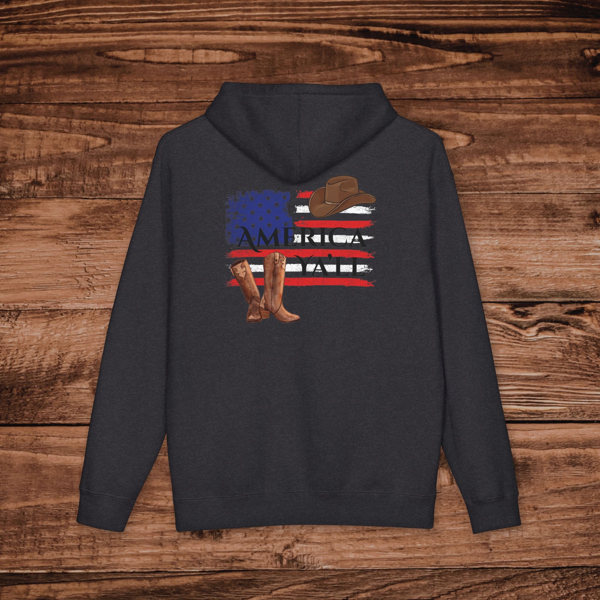 Western America Y'all Hoodie, Patriotic Cowboy Boots Graphic, Oversized Country Music Sweatshirt, Coastal Cowgirl Gift, Americana