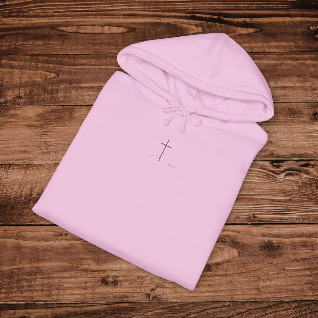 Minimal Faith Cross Print Hoodie | Front Back & Sleeve Graphics