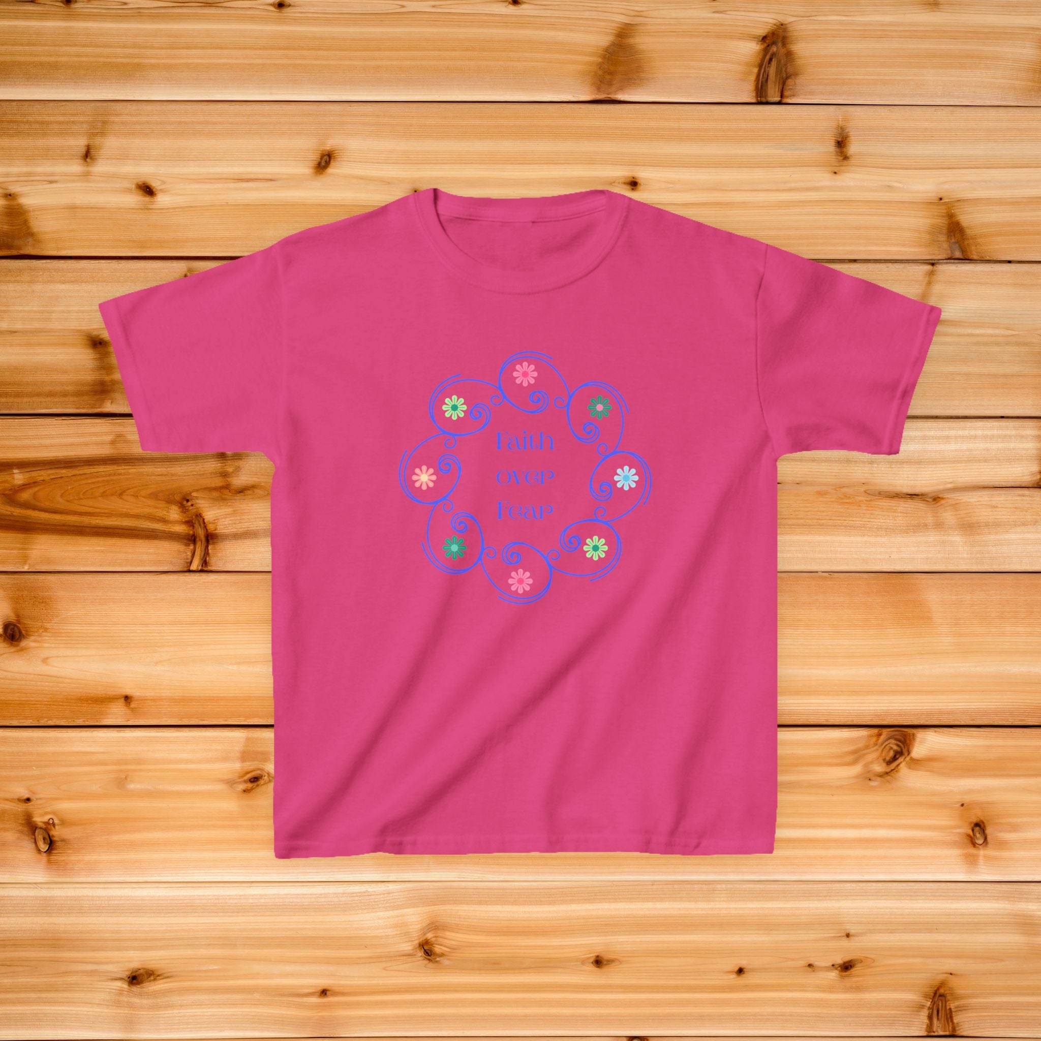 Girls Faith Tshirt | pastel floral swirl design
