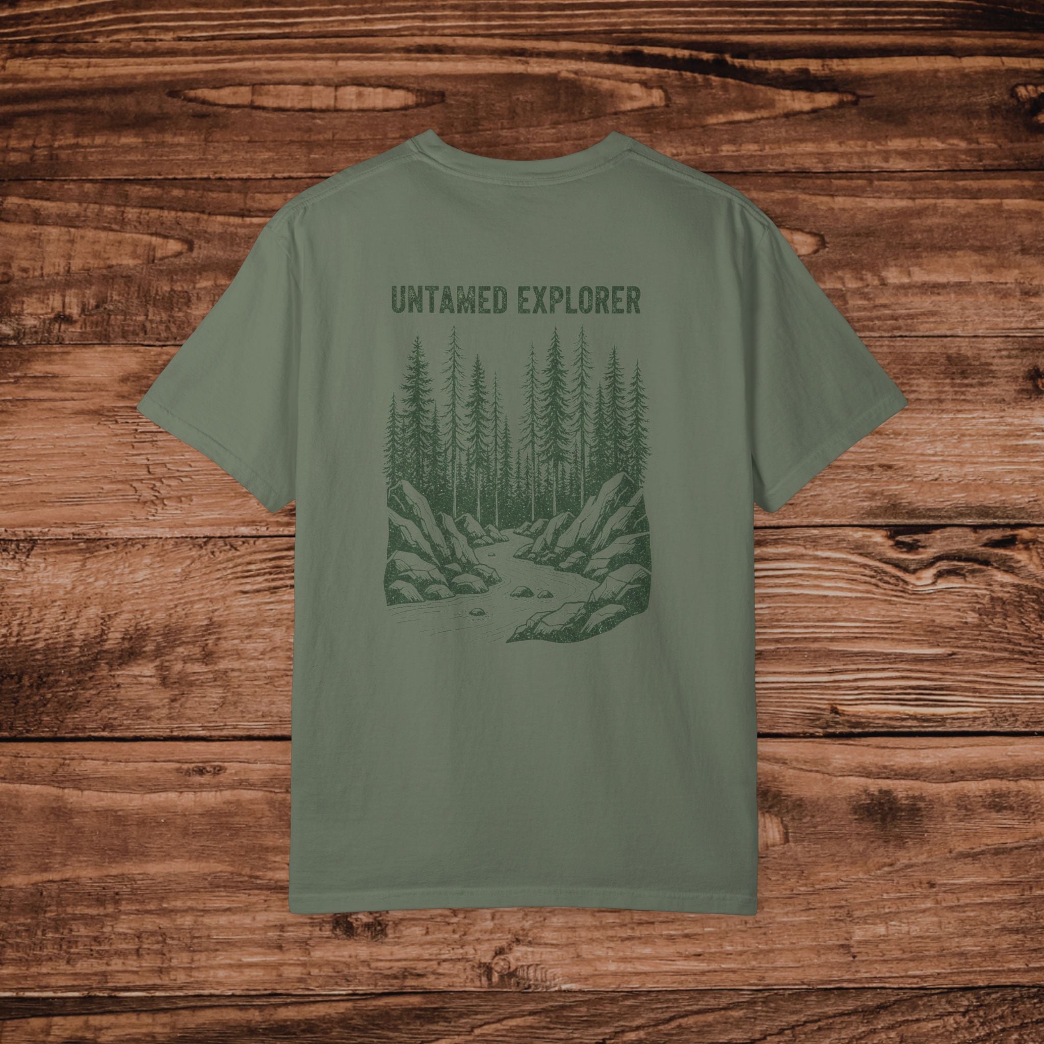 Untamed Explorer Forest Illustration T-shirt | Mountain River Crewneck