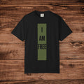 I AM FREE vertical text T-Shirt | Minimalist statement tee