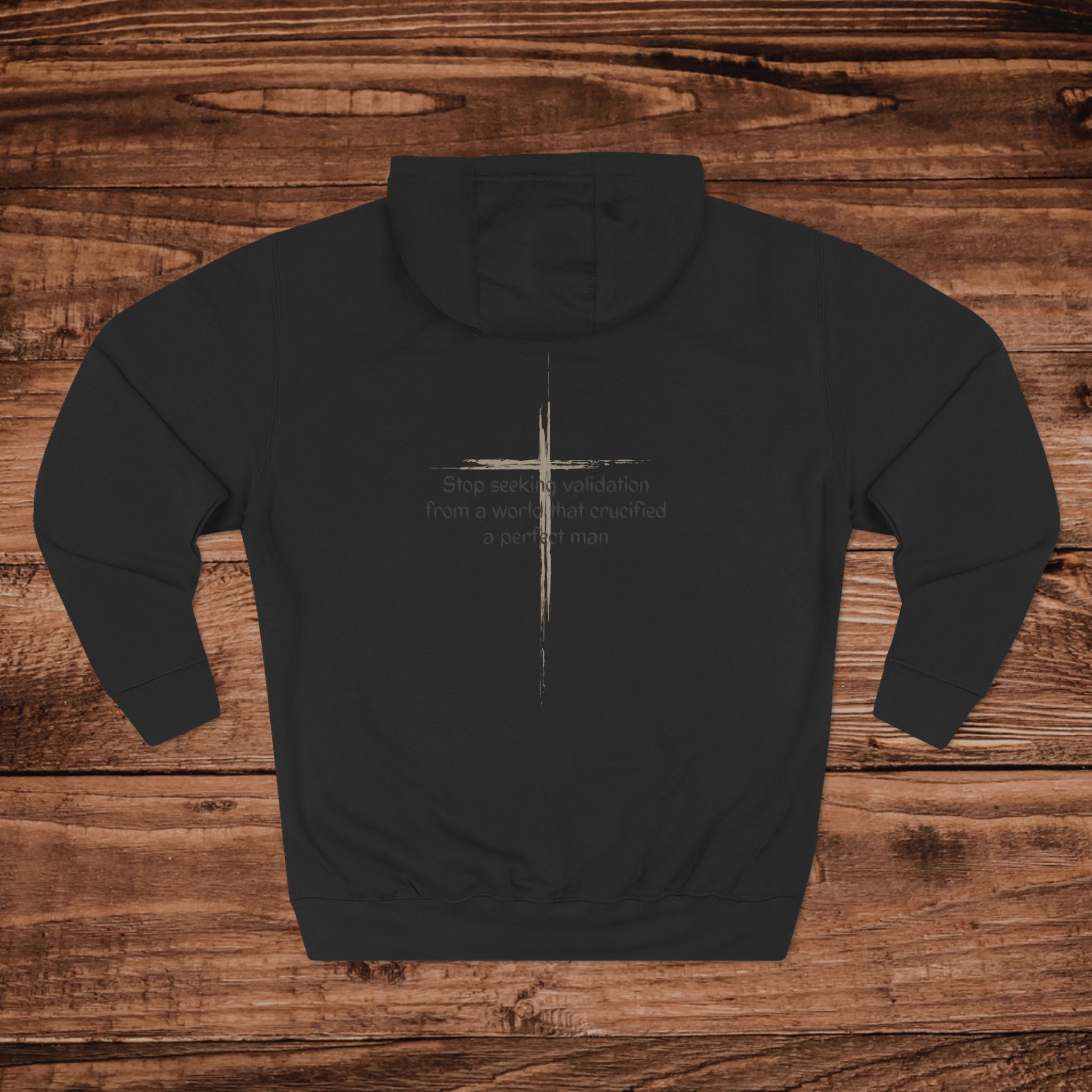 Stop Seeking Validation Cross Hoodie, Christian Aesthetic, Minimalist Faith Based Gift, Jesus Hoodie, Premium Religious Streetwear