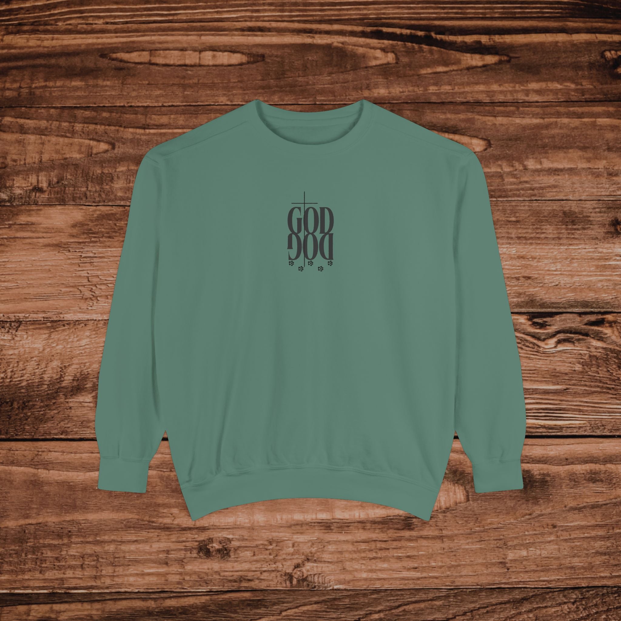 GOD DOG vertical script floral sweatshirt | spiritual pet lover design
