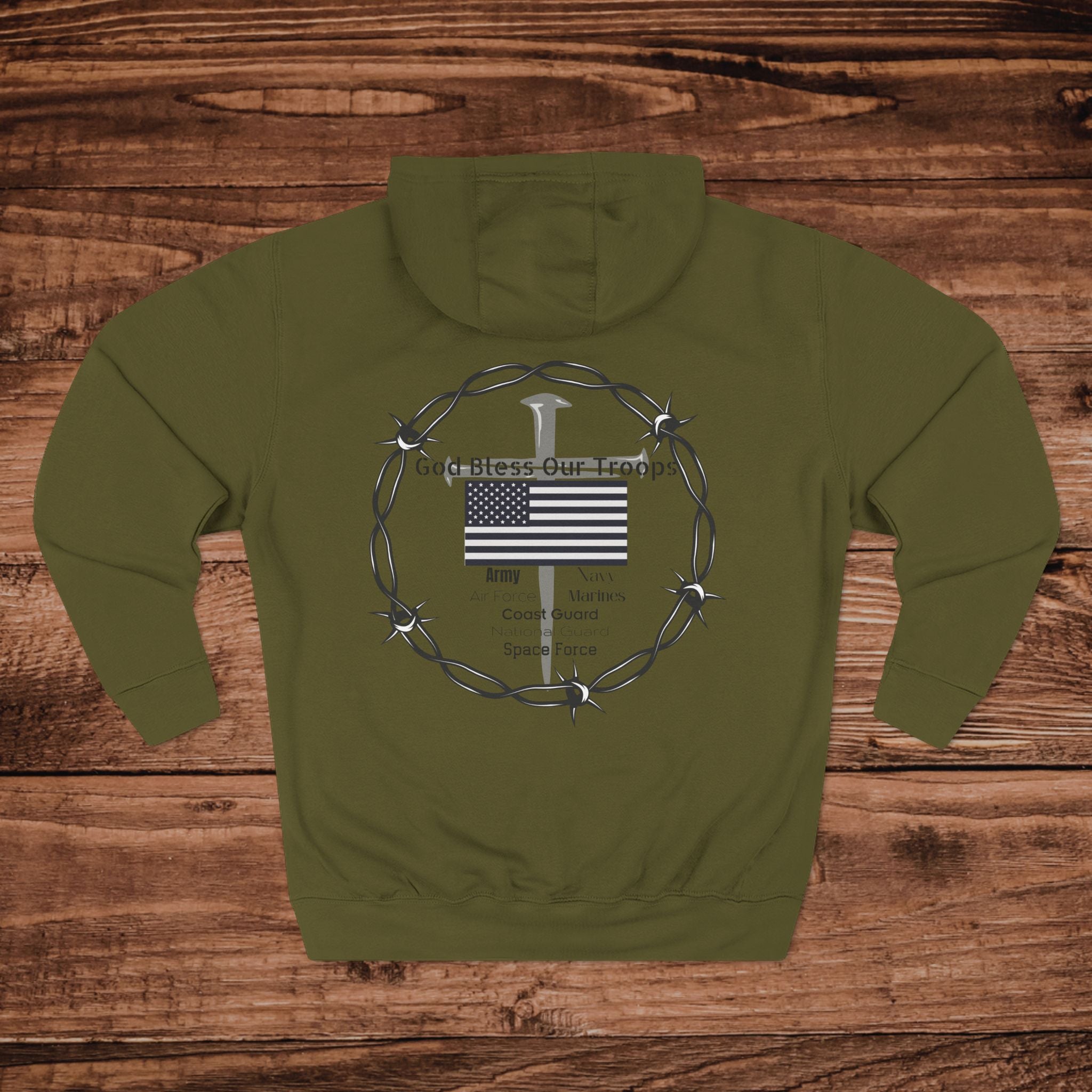 Military Support design Hoodie Dual Graphic Faith Based