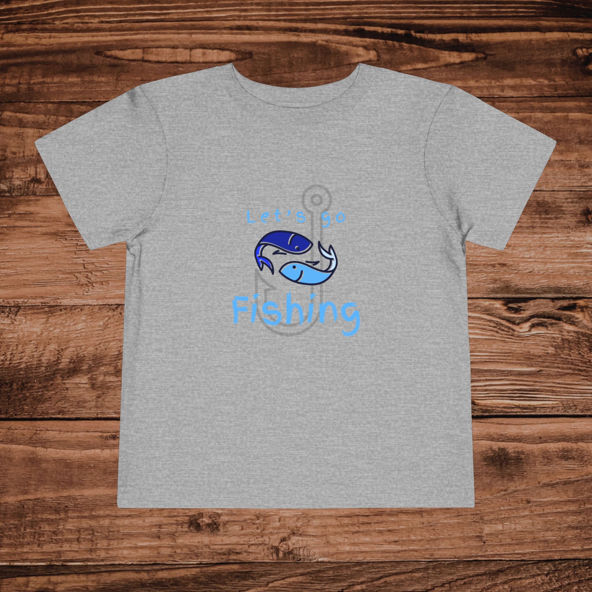 Lets Go Fishing Toddler Tee | Cute Blue Fish Hook Graphic