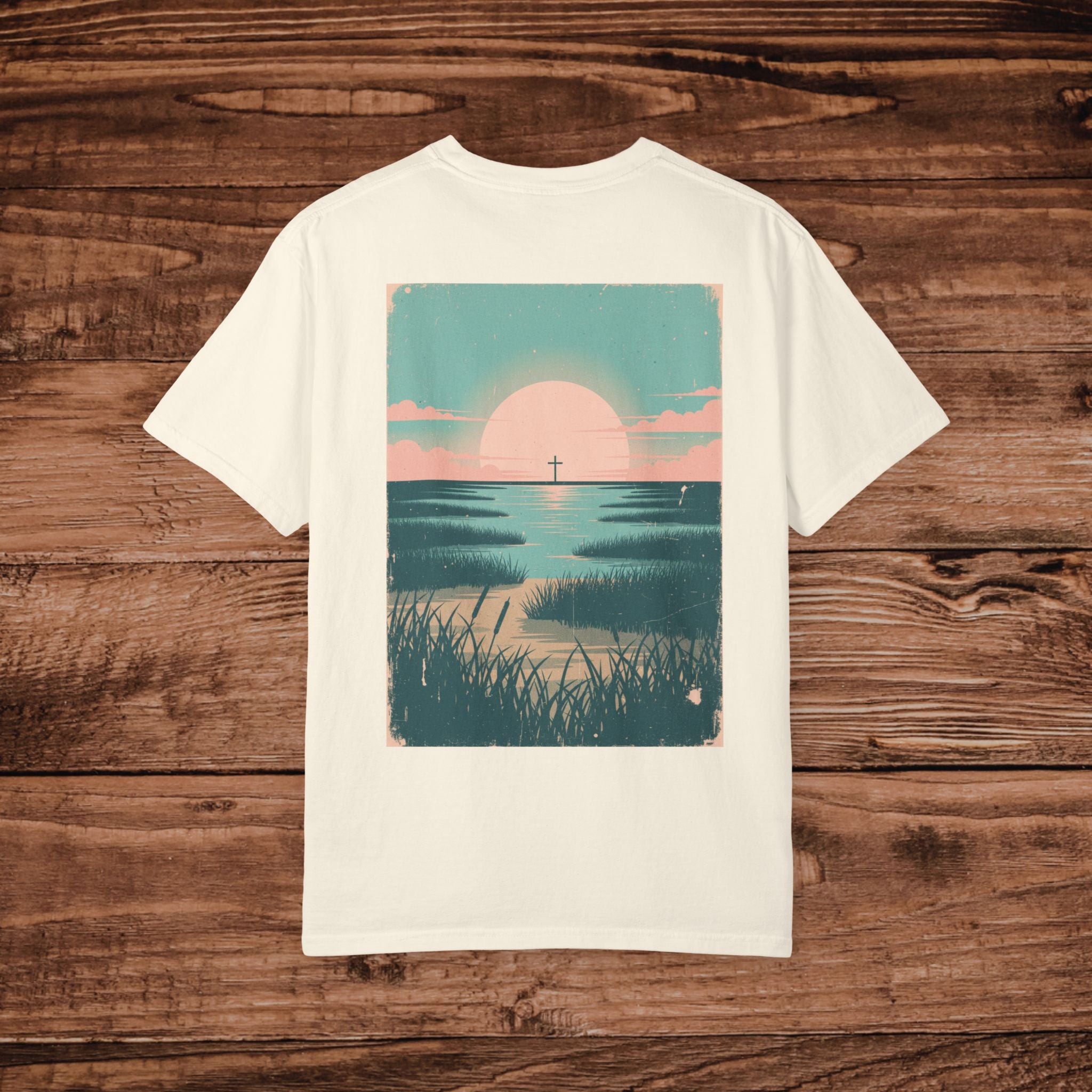 Coastal Sunset Cross T-shirt Beach Sunrise Landscape Tee