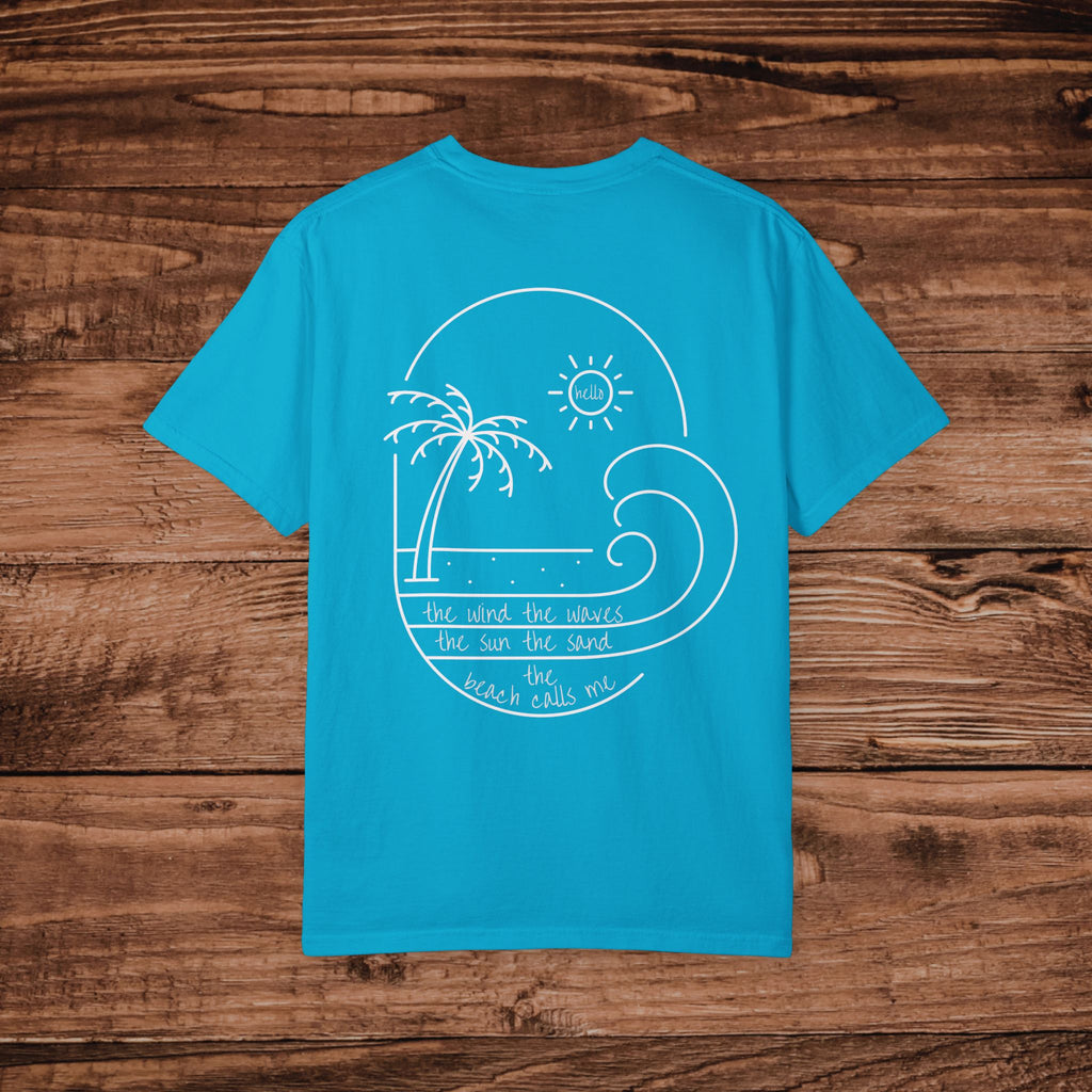 Summer Graphic Tee, The Wind The Waves The Sun The Sand T-Shirt, Minimal Aesthetic line art Beach Shirt, Oversized Coastal Beachwear