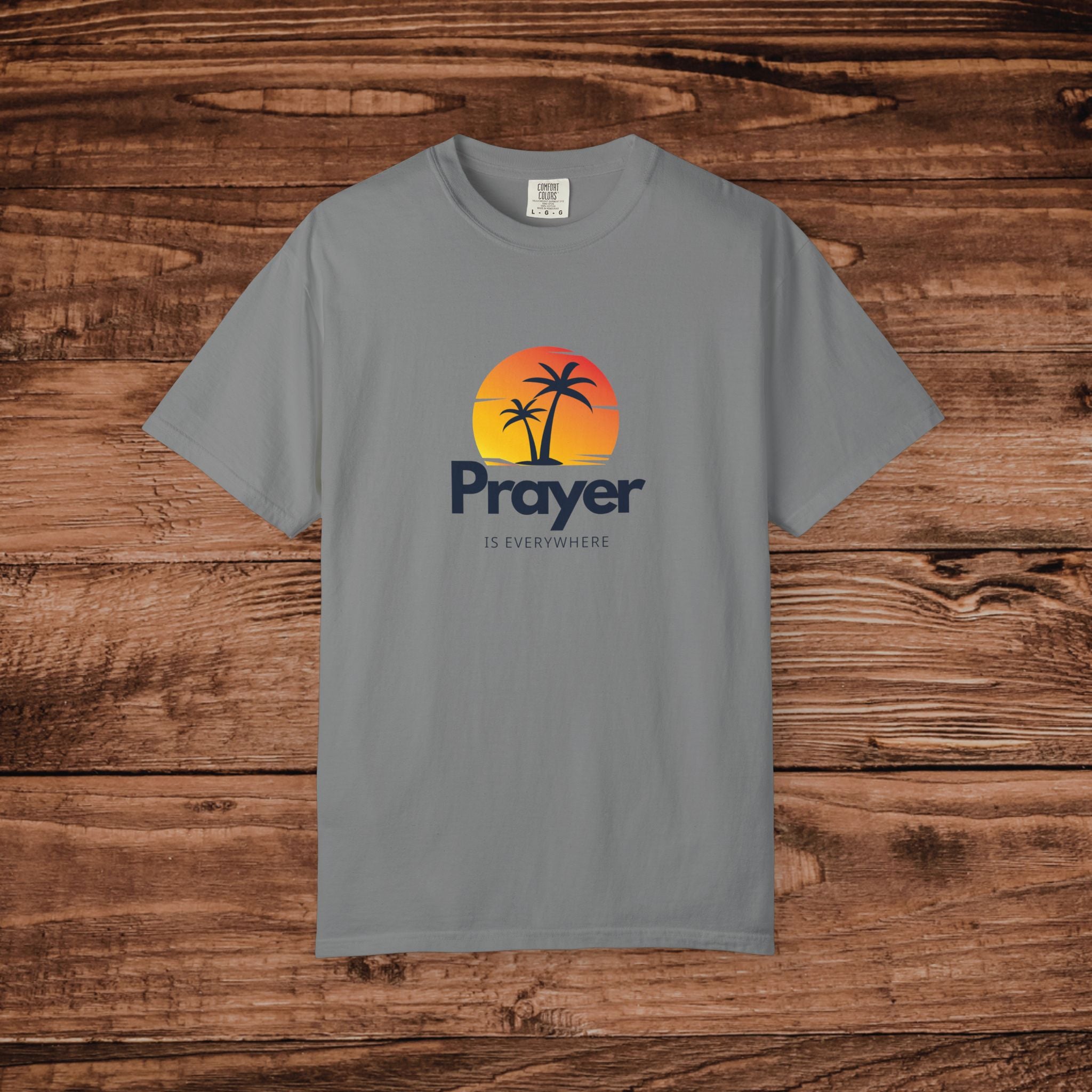 Prayer Palm Sunset T-shirt | Tropical Faith Graphic
